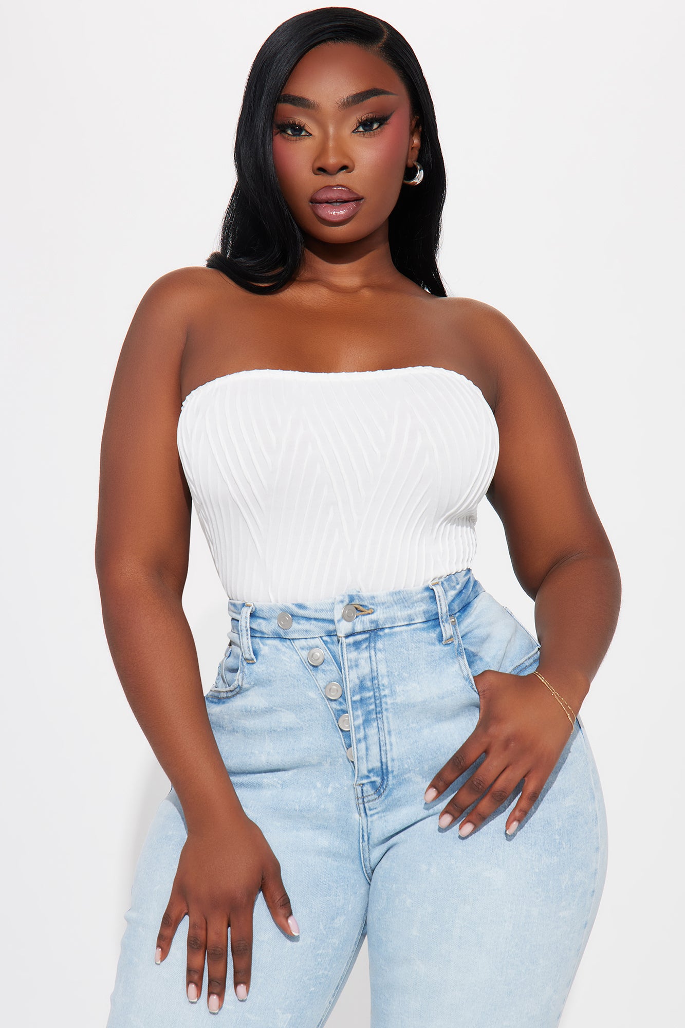 Joscelyn Textured Tube Bodysuit - White - Image 7