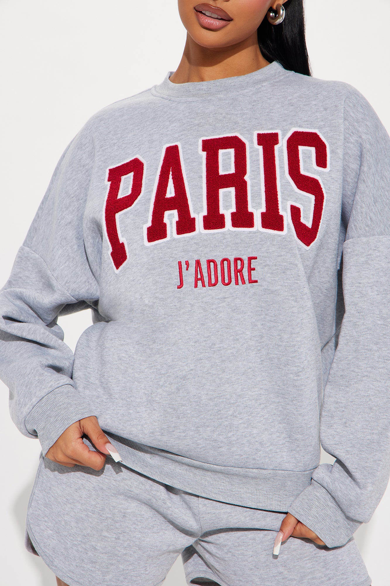 When In Paris Fleece Short Set - Grey - Image 3