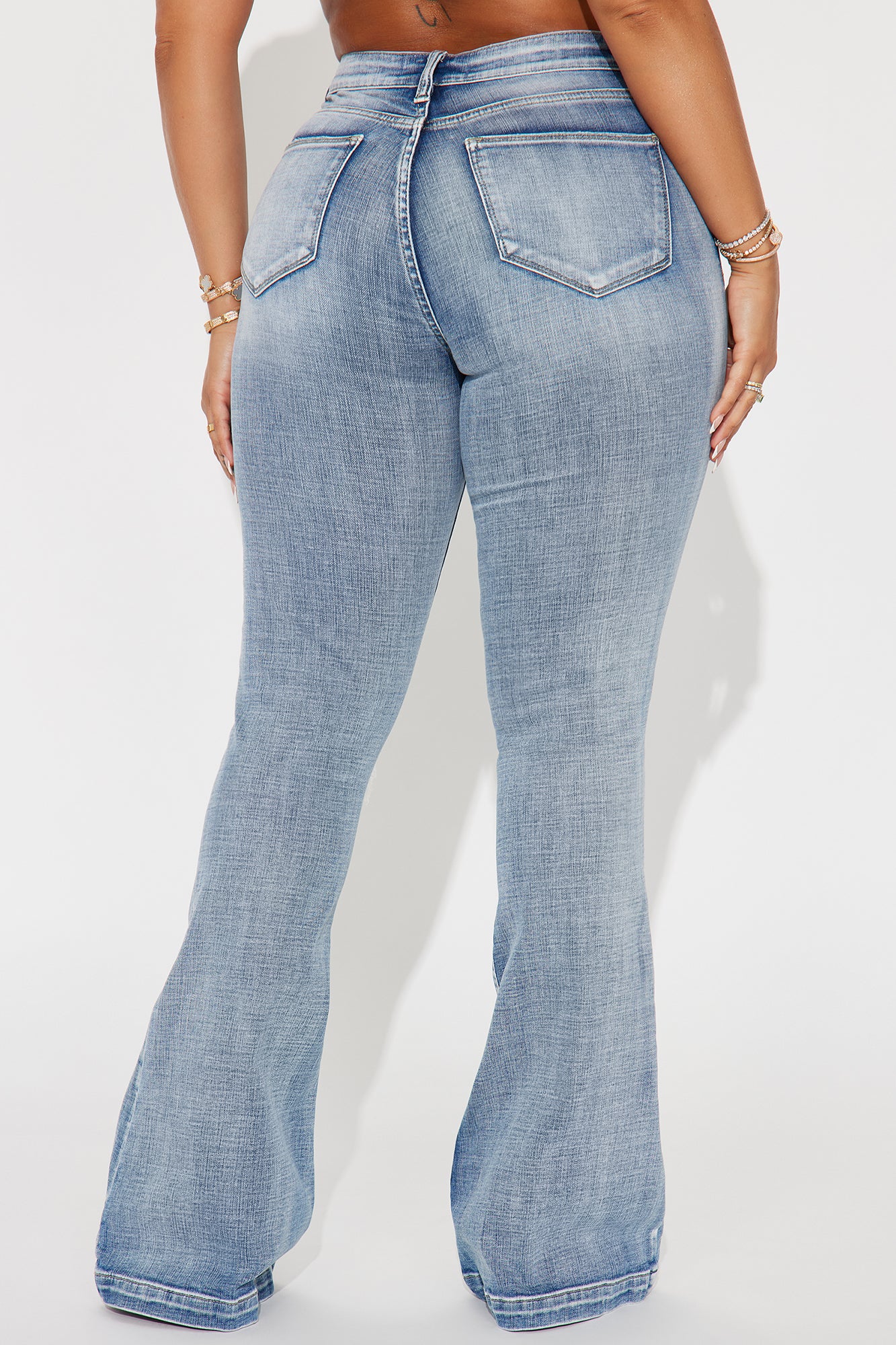 Key Figure Ripped Stretch Flare Jeans - Medium Wash - Image 3