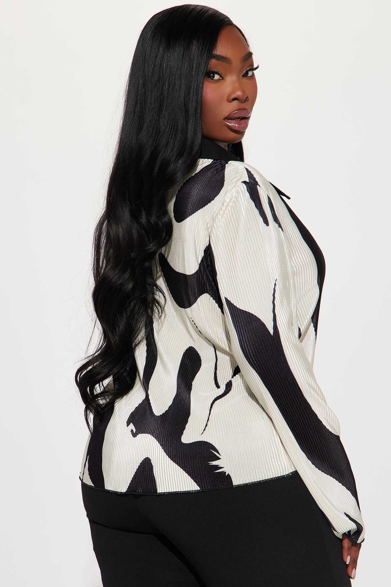 Zahara Button Up Top - Black/White - Image 6