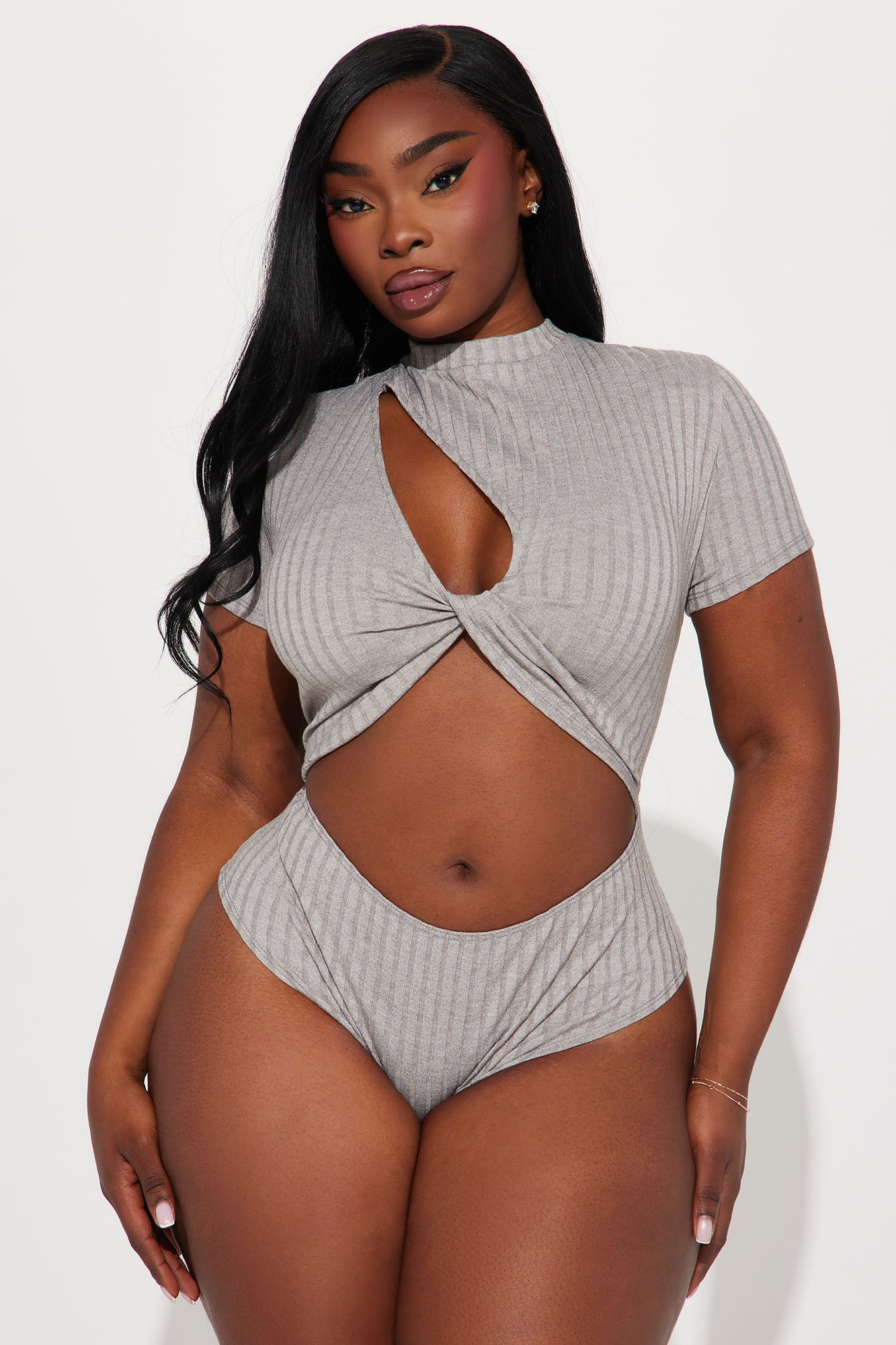 Attract It Cut Out Bodysuit - Heather Grey - Image 5