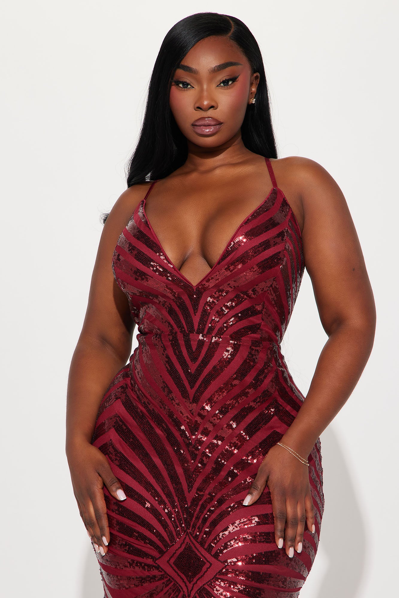 Sonya Backless Sequin Gown - Wine - Image 6