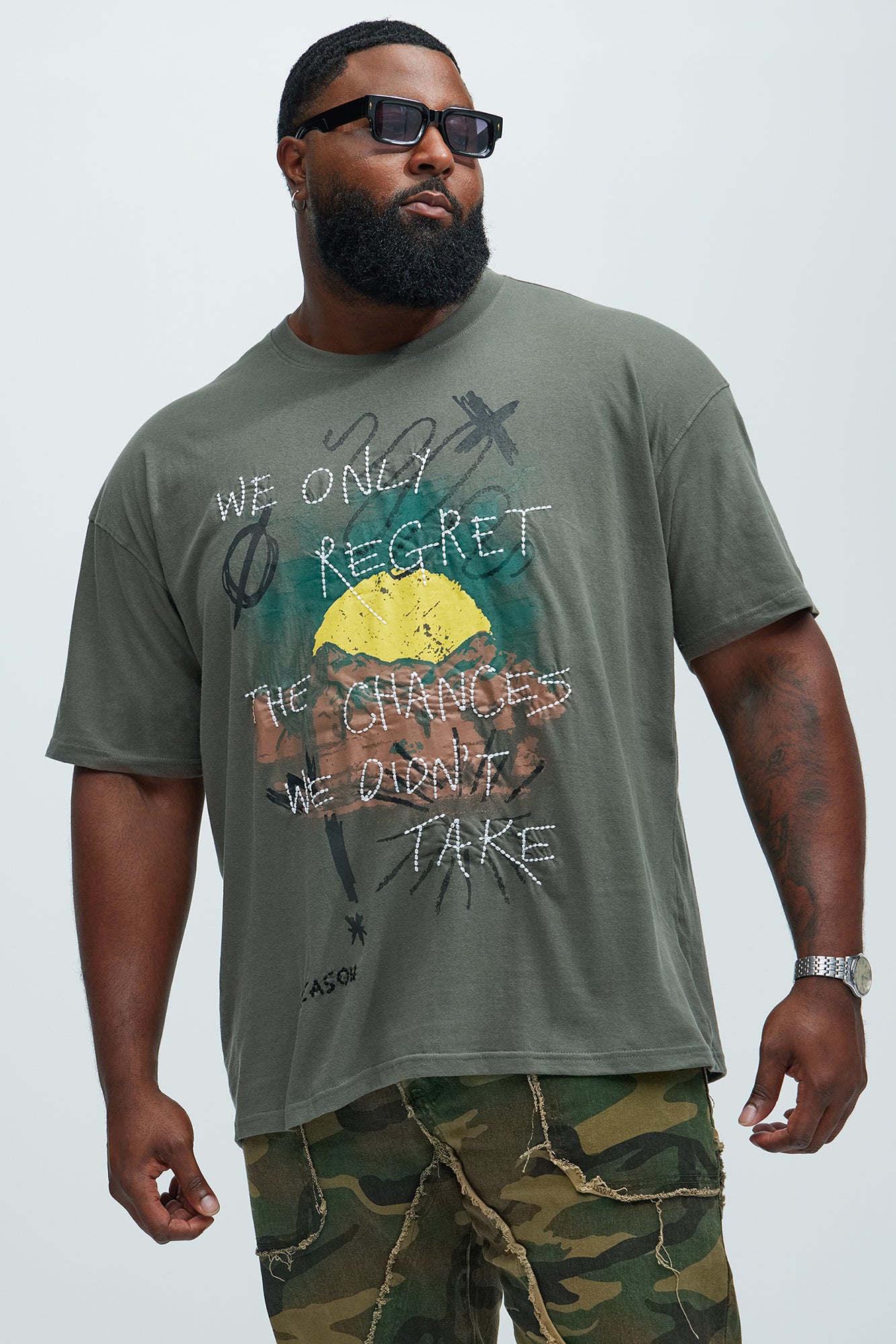 No Regrets Short Sleeve Tee - Olive - Image 4