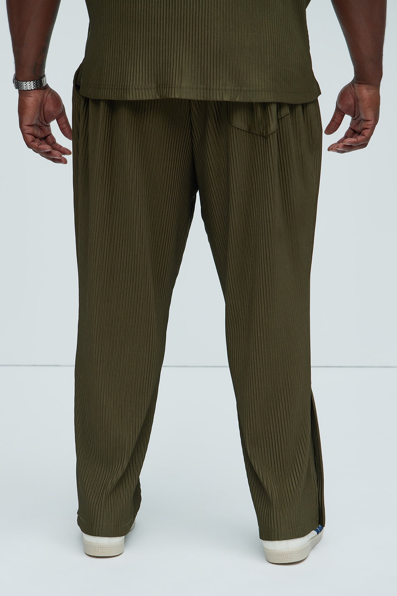 Potential Straight Pleated Pants - Olive - Image 8