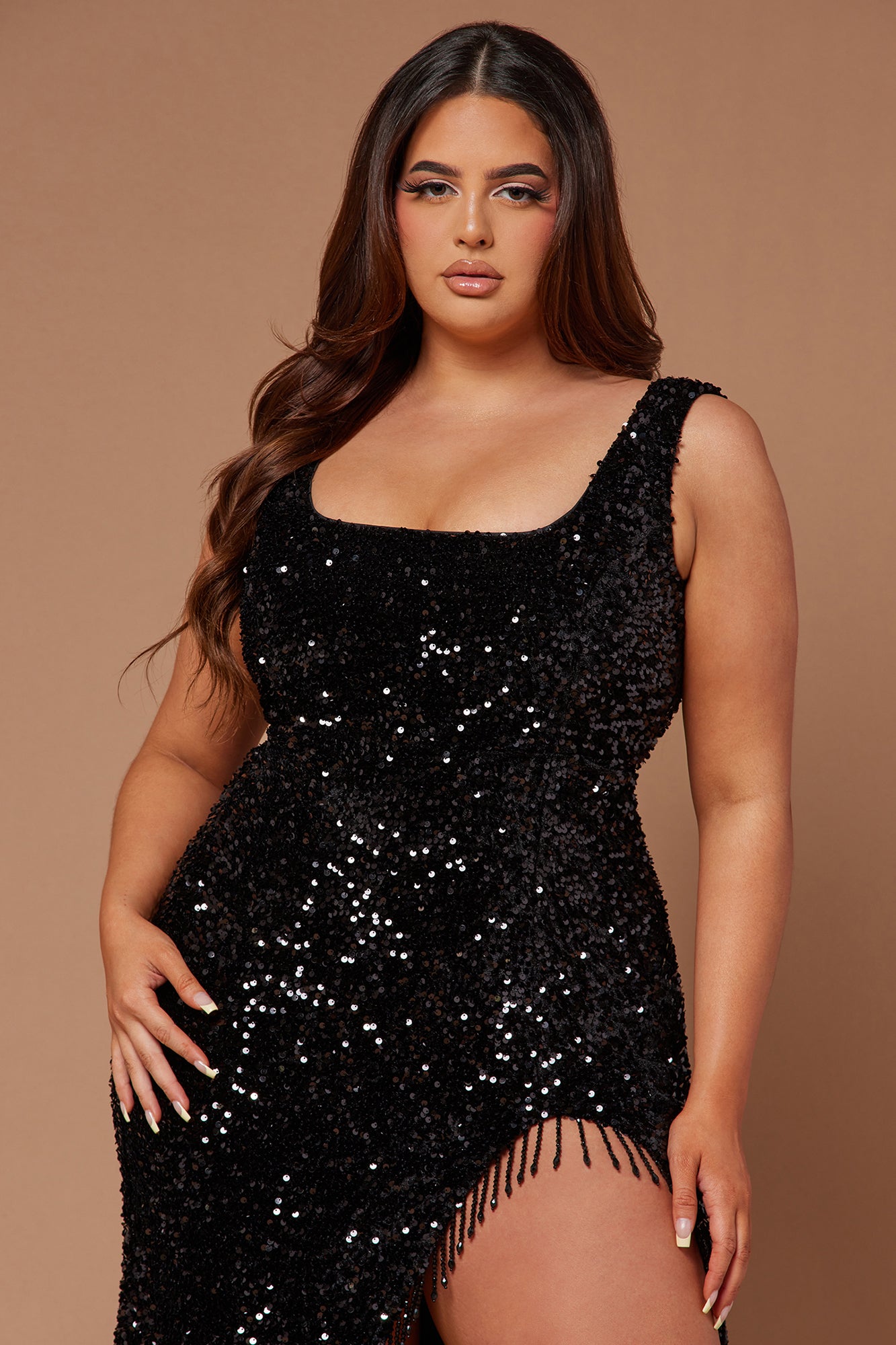 Lana Embellished Sequin Gown - Black - Image 5