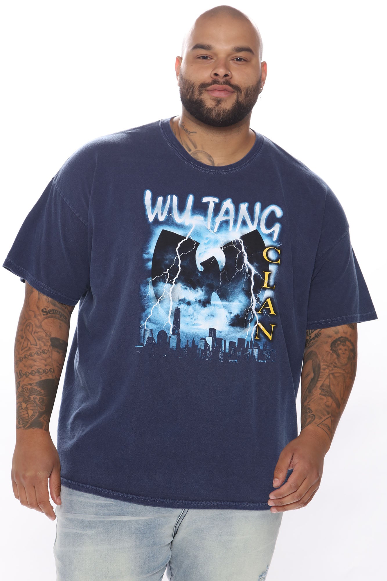 Wu Tang Lightning Vintage Wash Short Sleeve Tee - Navy Wash - Image 4