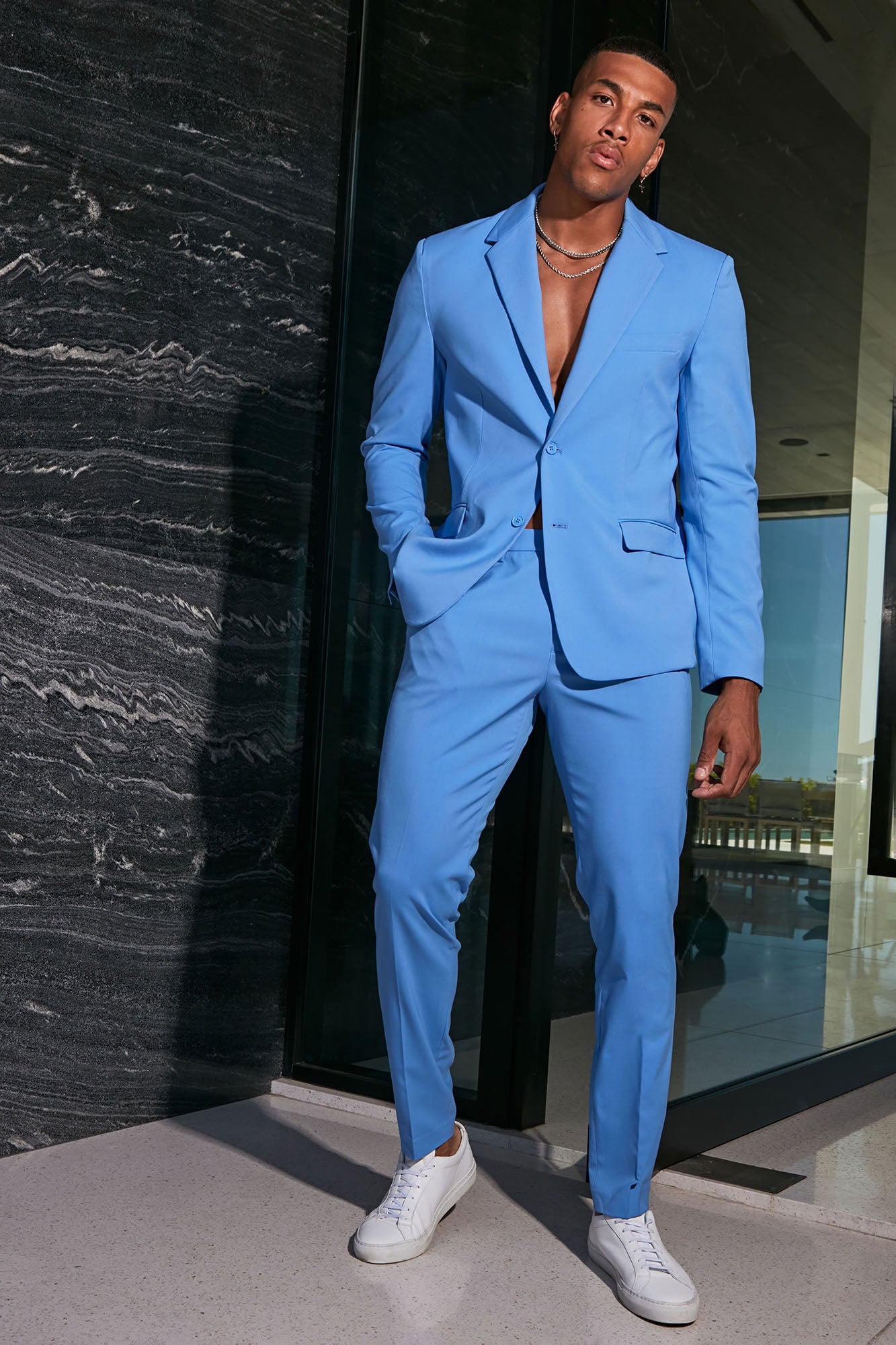 The Modern Stretch Slim Trouser - Blue - Image 3
