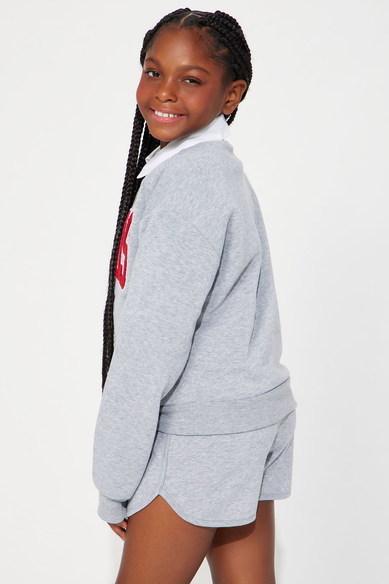 Mini When In Paris Fleece Short Set - Grey - Image 7