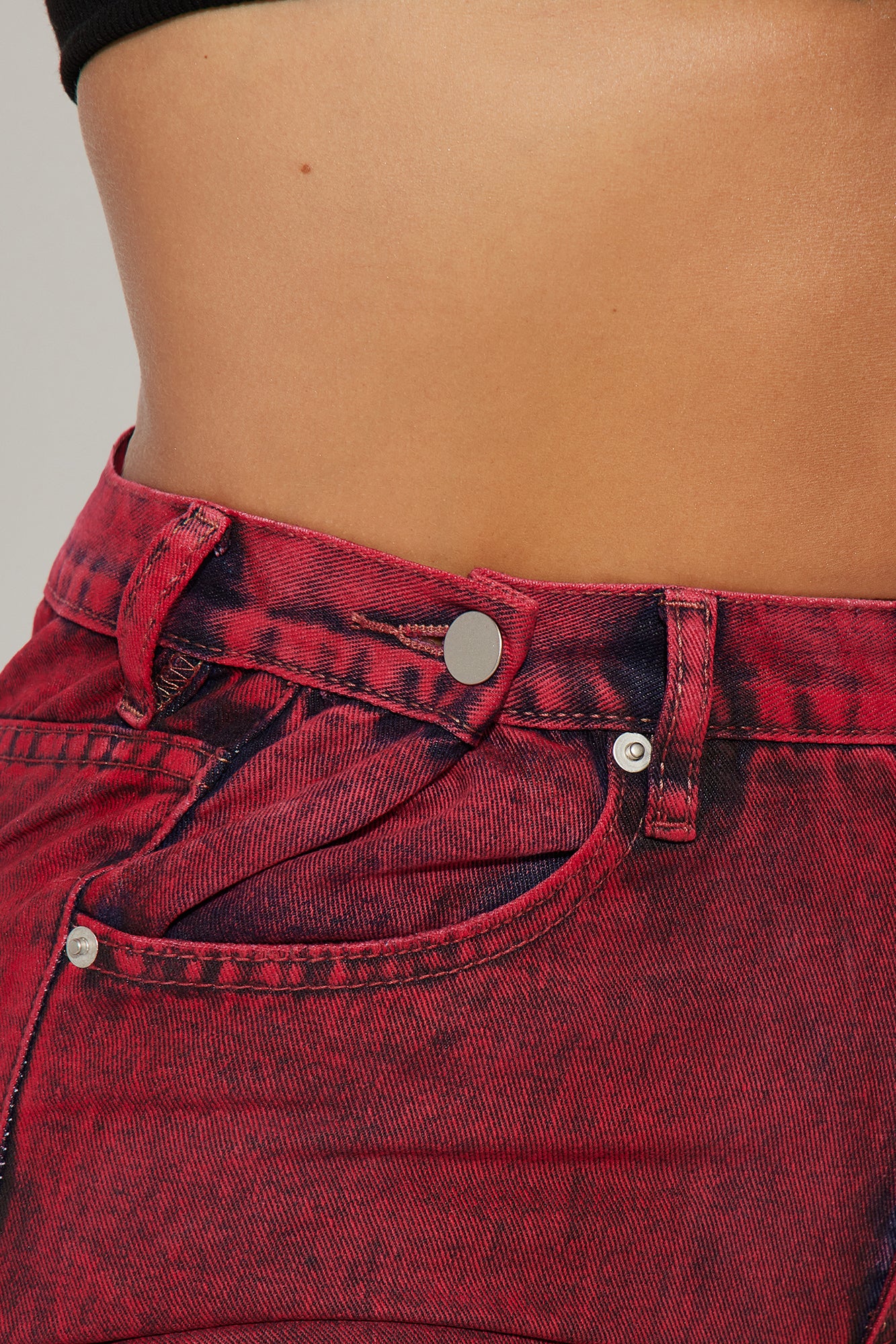 Red Hot Coated Wide Leg Jeans - Red - Image 4