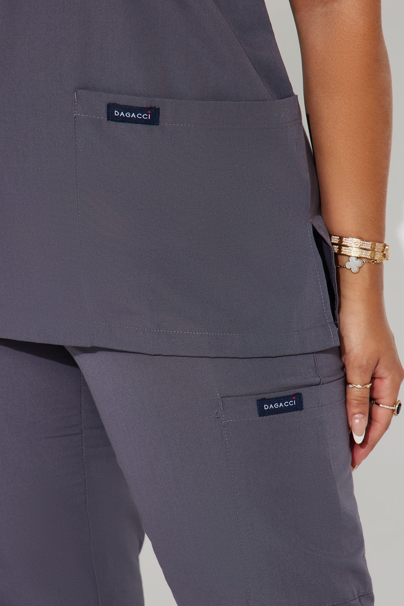 Checking In Cotton Blend Uniform 2 Piece Scrub Set - Charcoal - Image 3