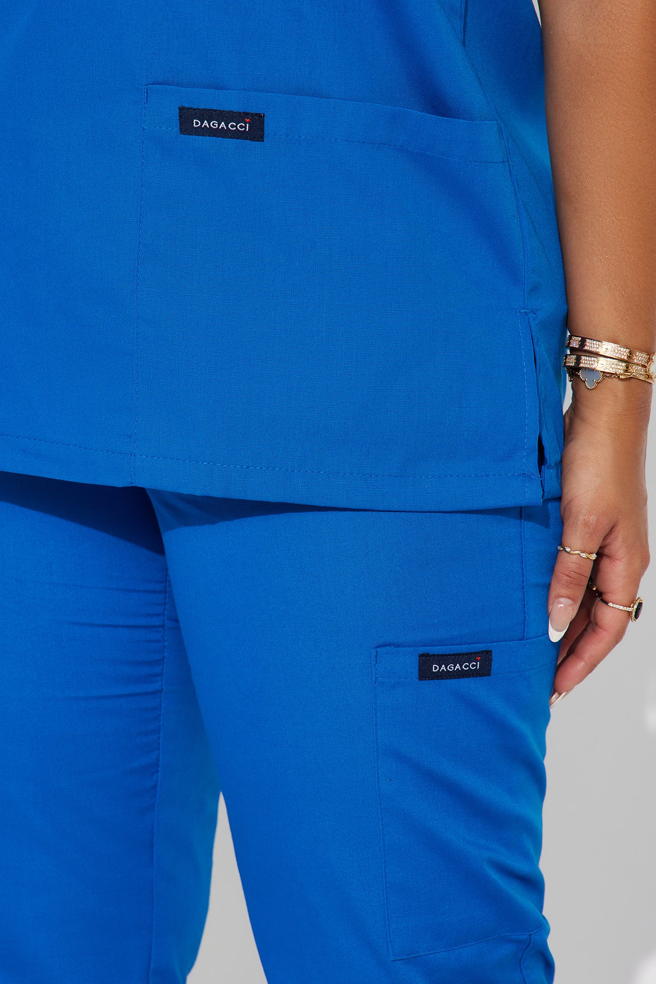 Checking In Cotton Blend Uniform 2 Piece Scrub Set - Royal - Image 3