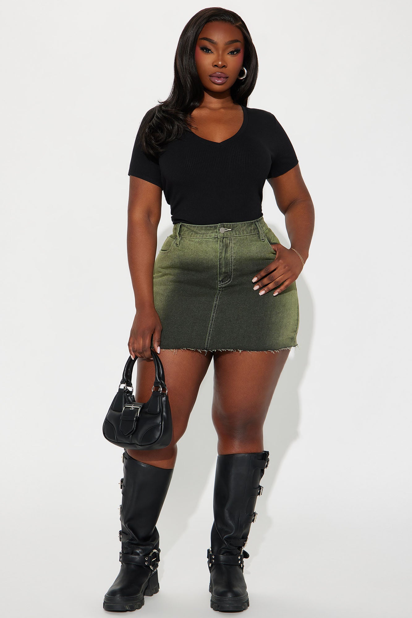 Terra Tinted Denim Mini Skirt - Green - Image 4