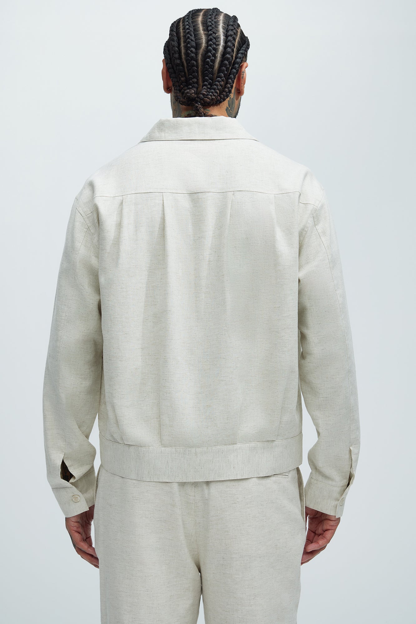 Bahamas Linen Zip Jacket - Oatmeal - Image 4