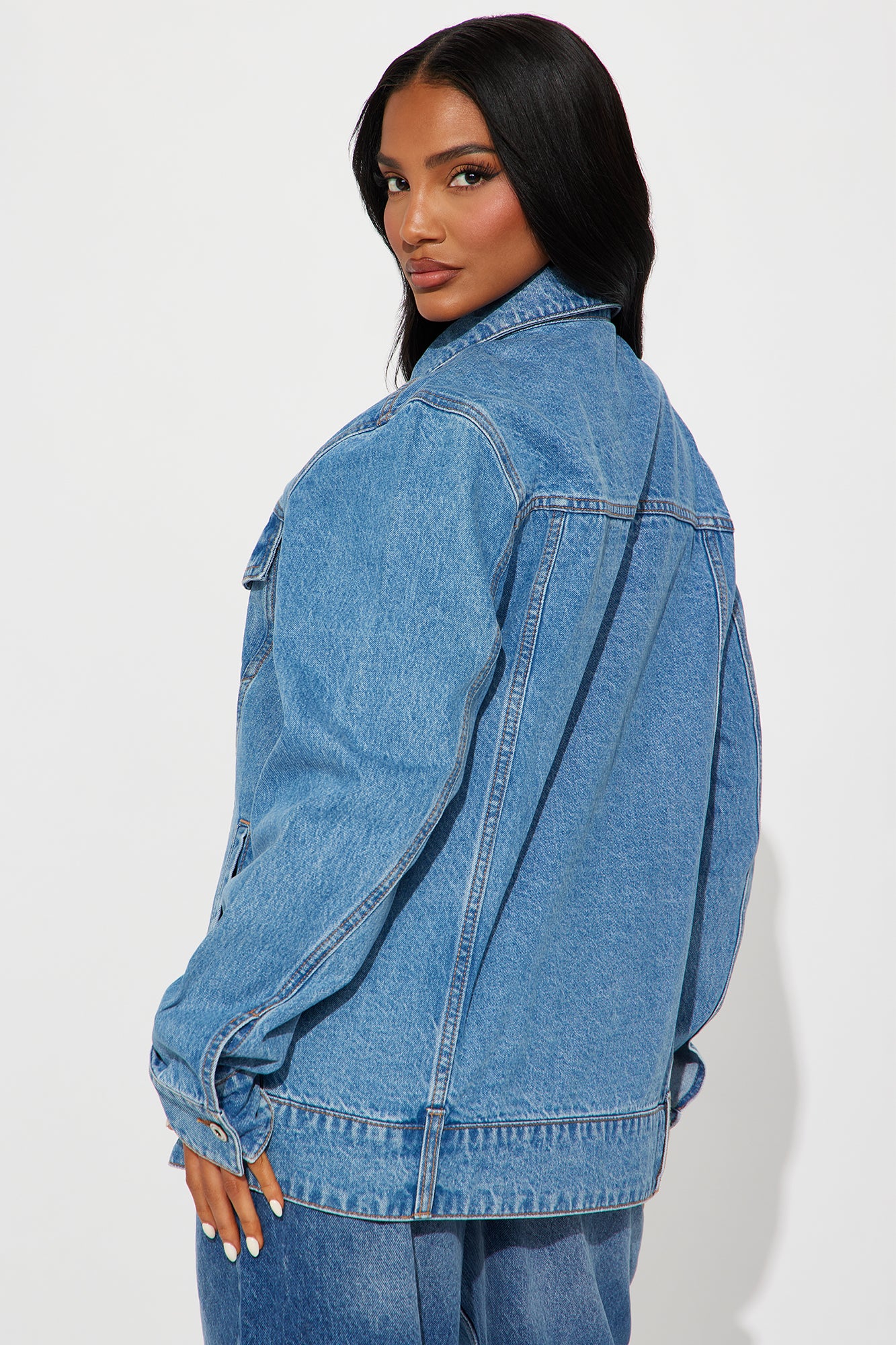 Instant Crush Denim Trucker Jacket - Medium Wash - Image 3