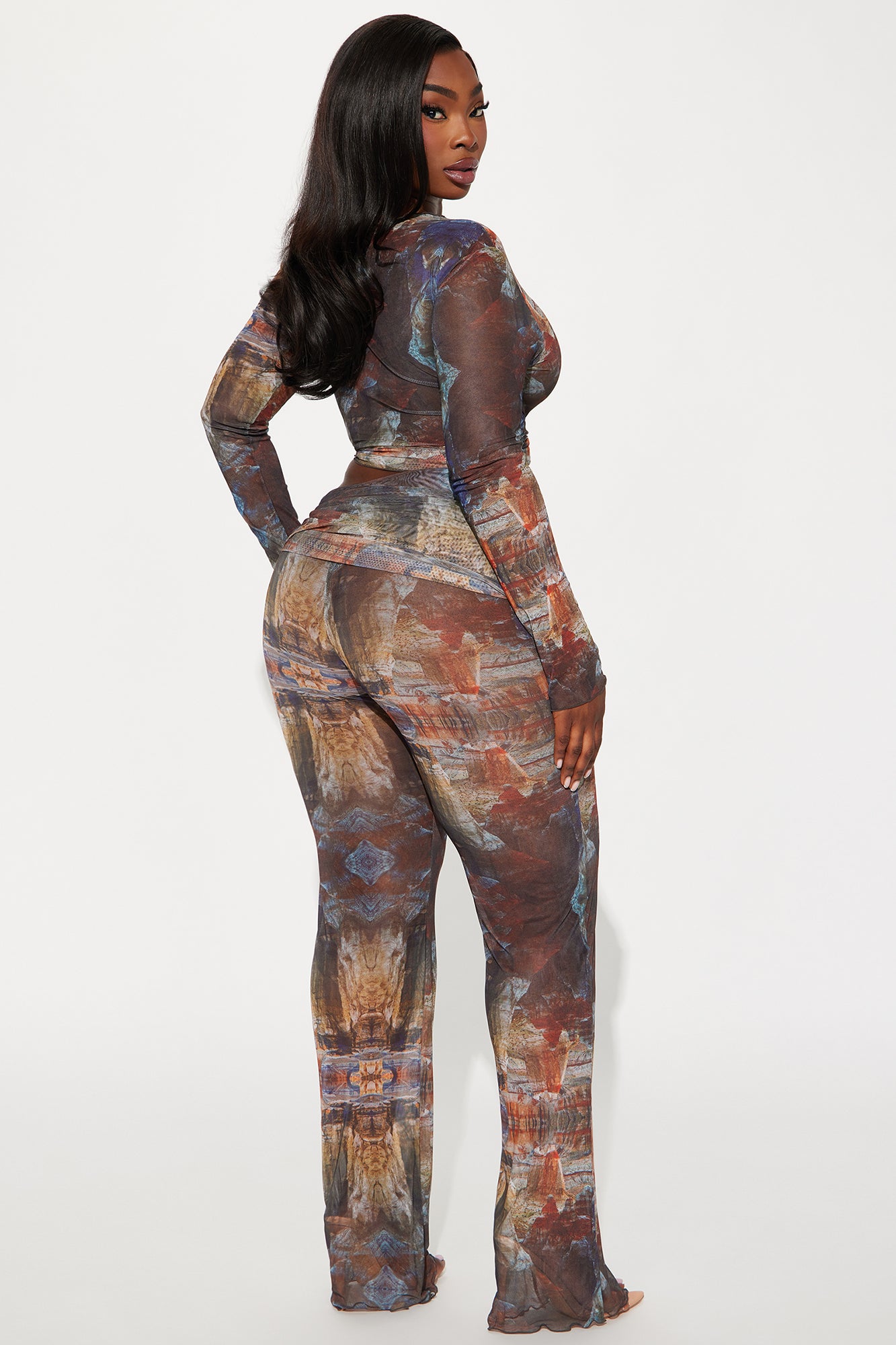 Cool Girl Mesh Pant Set - Brown/combo - Image 12