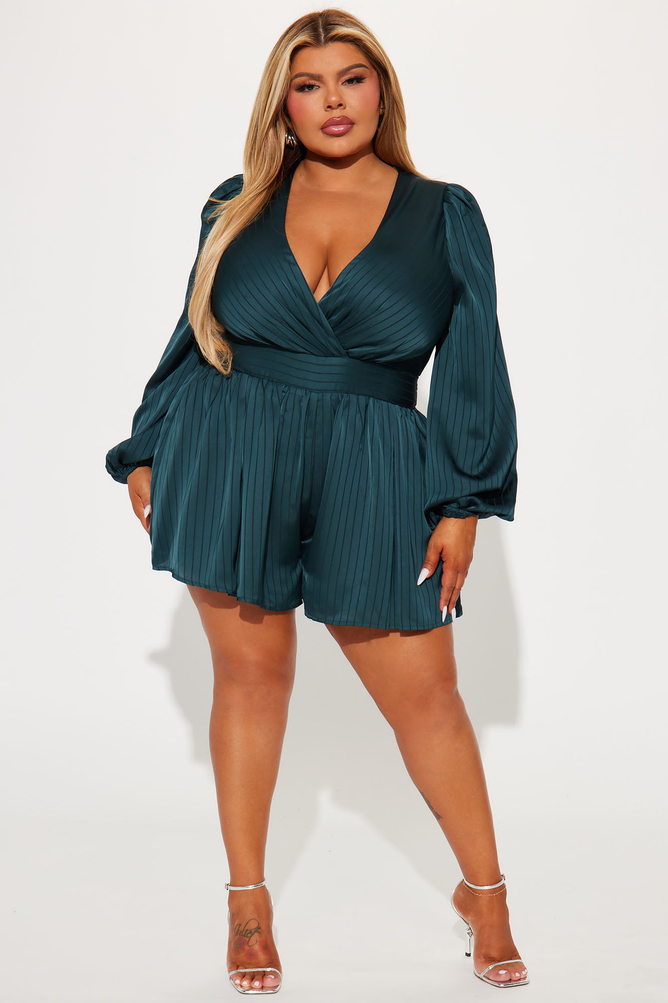 Flowy Era Satin Romper - Hunter - Image 5