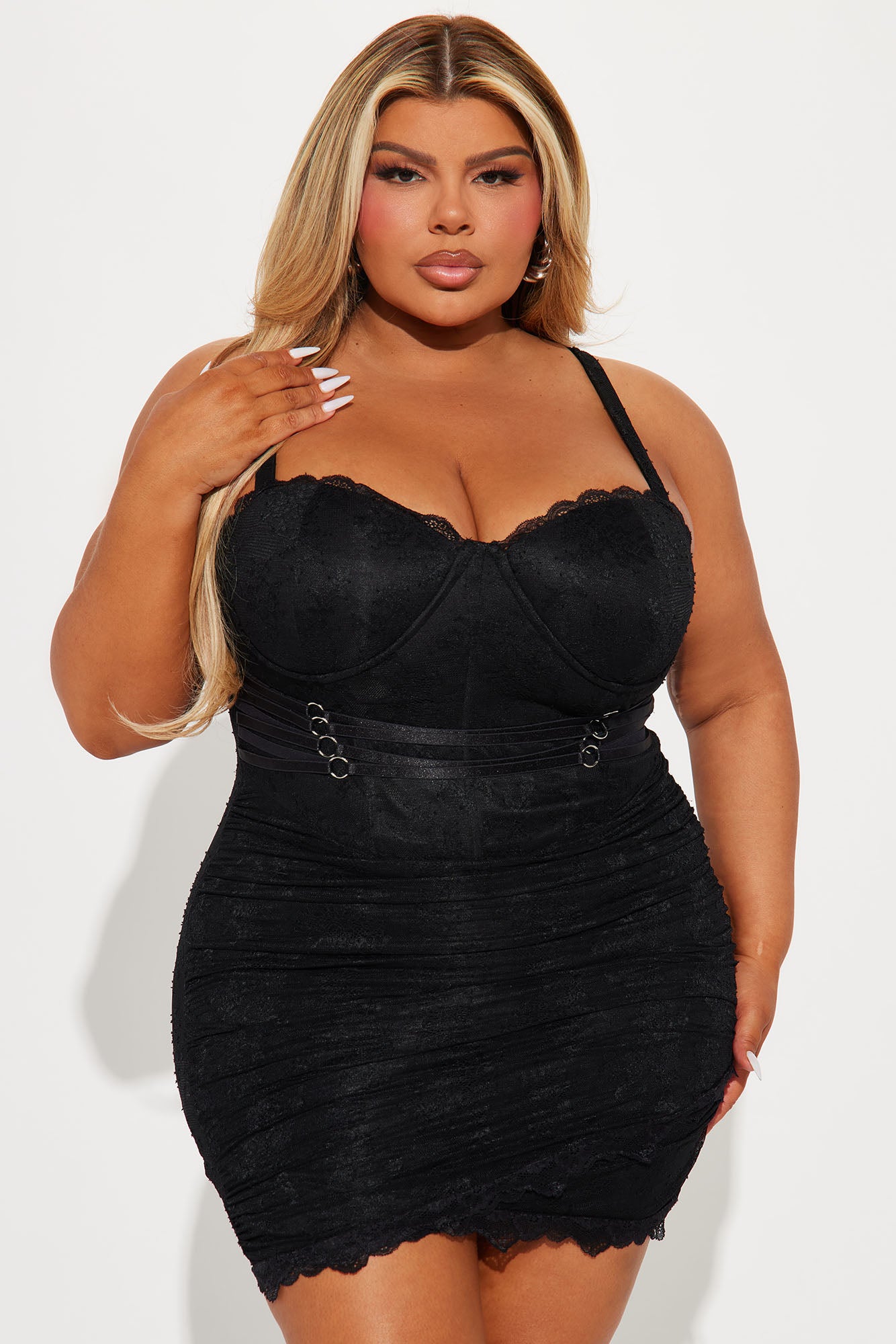 Steal Your Heart Lace Mini Dress - Black - Image 5