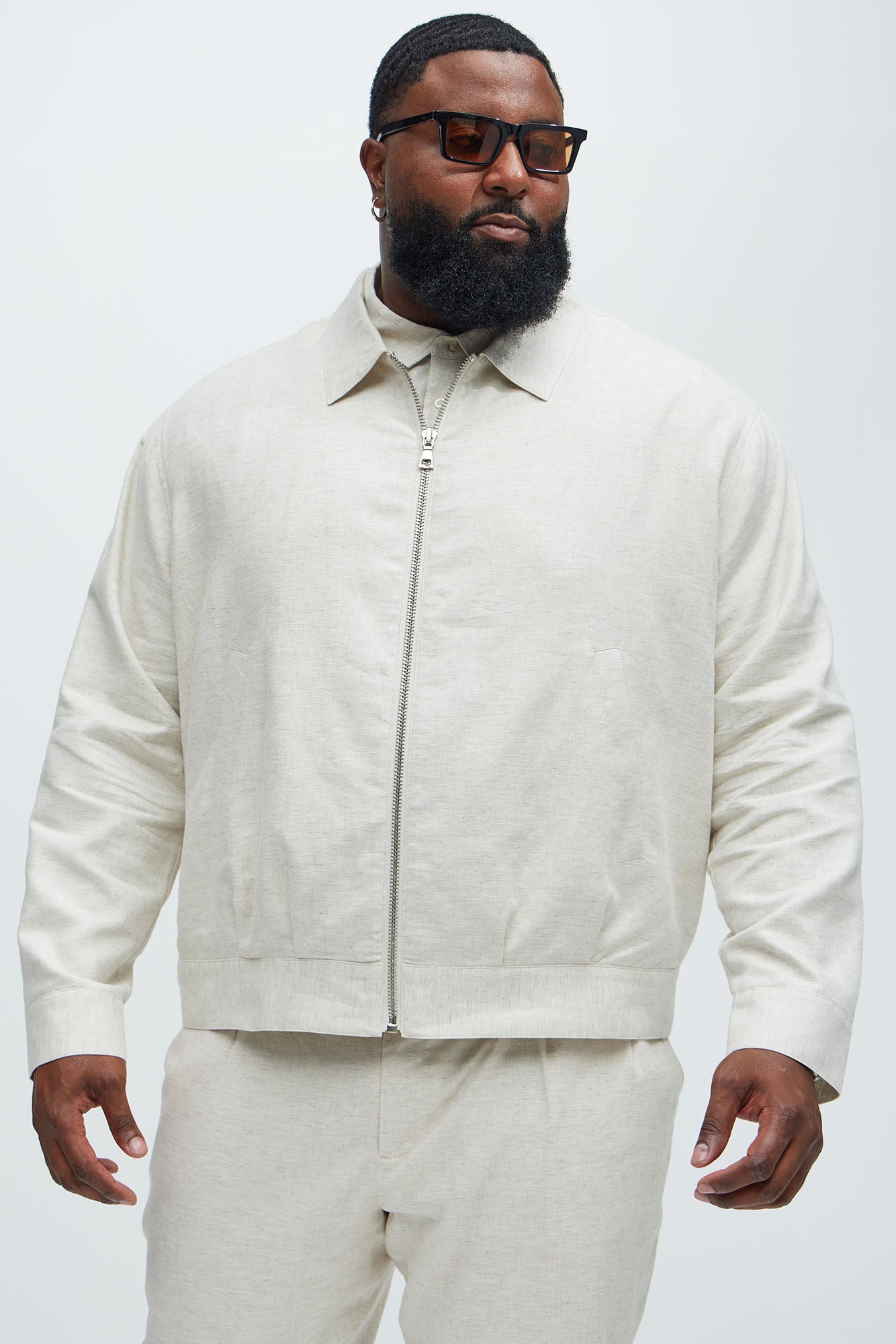 Bahamas Linen Zip Jacket - Oatmeal - Image 5