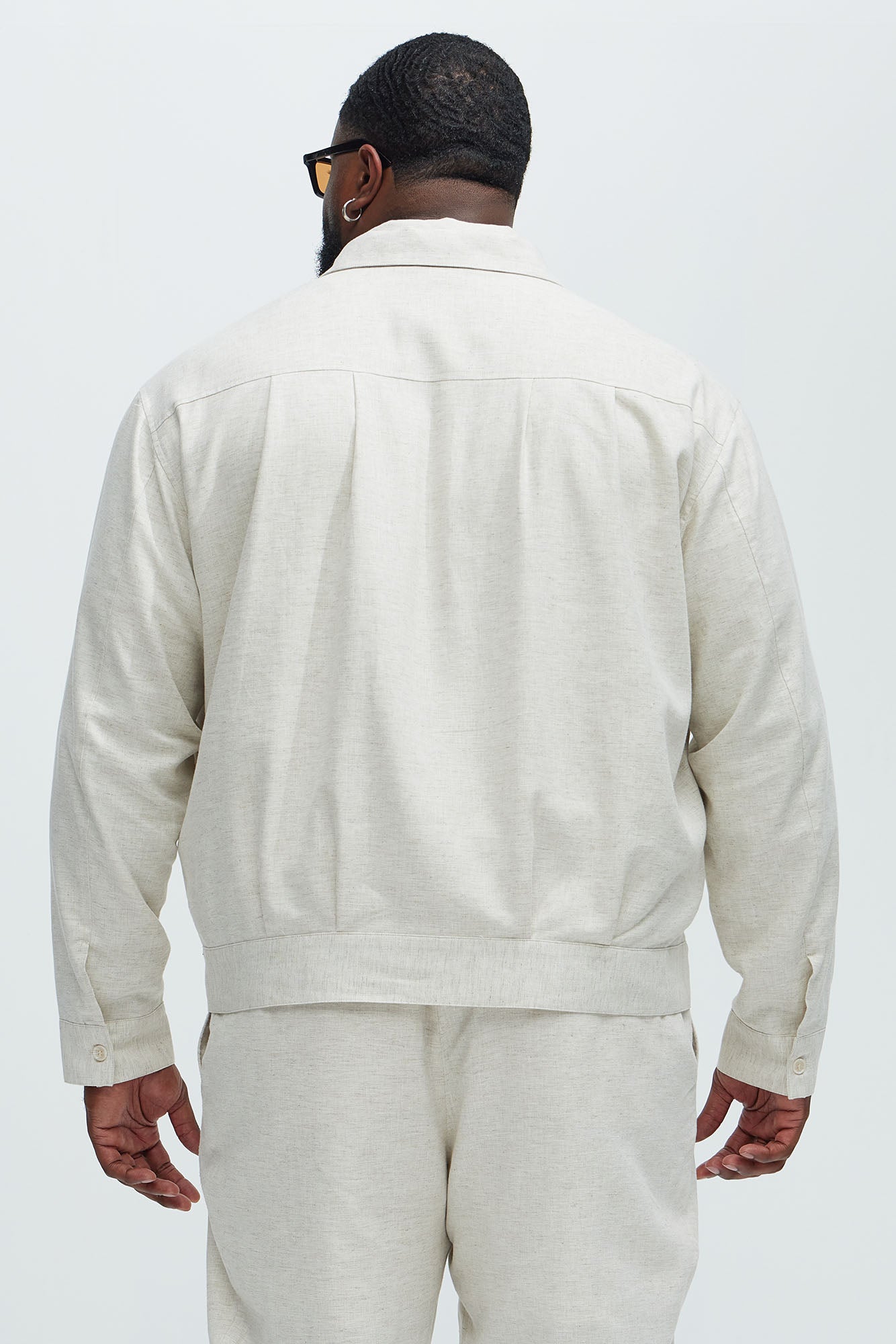 Bahamas Linen Zip Jacket - Oatmeal - Image 7