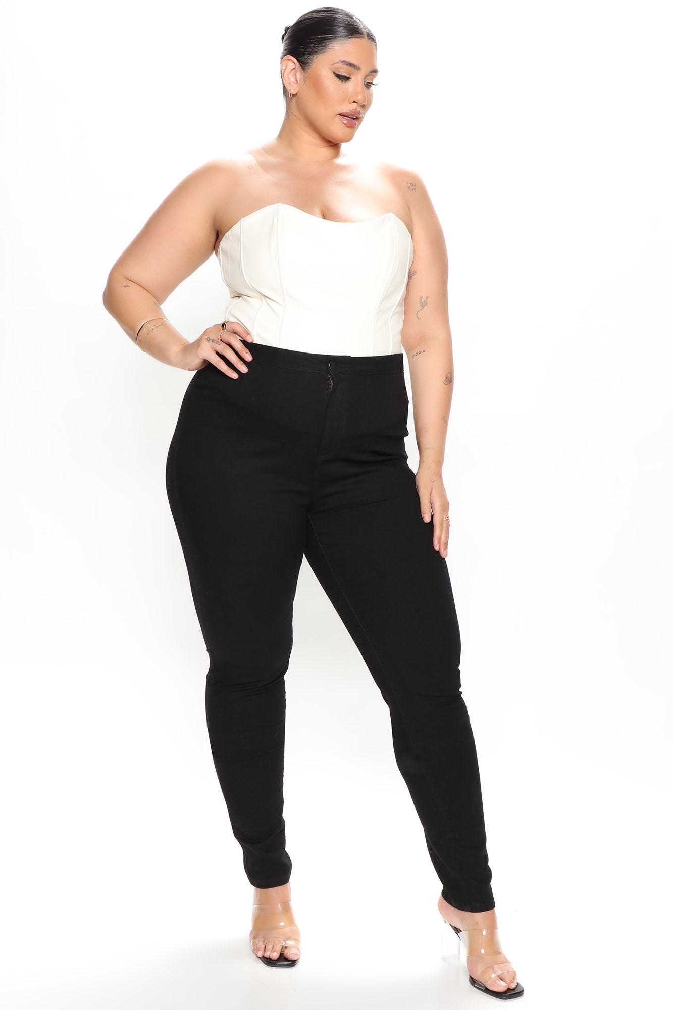 Tall Super High Waist Denim Skinnies - Black - Image 5