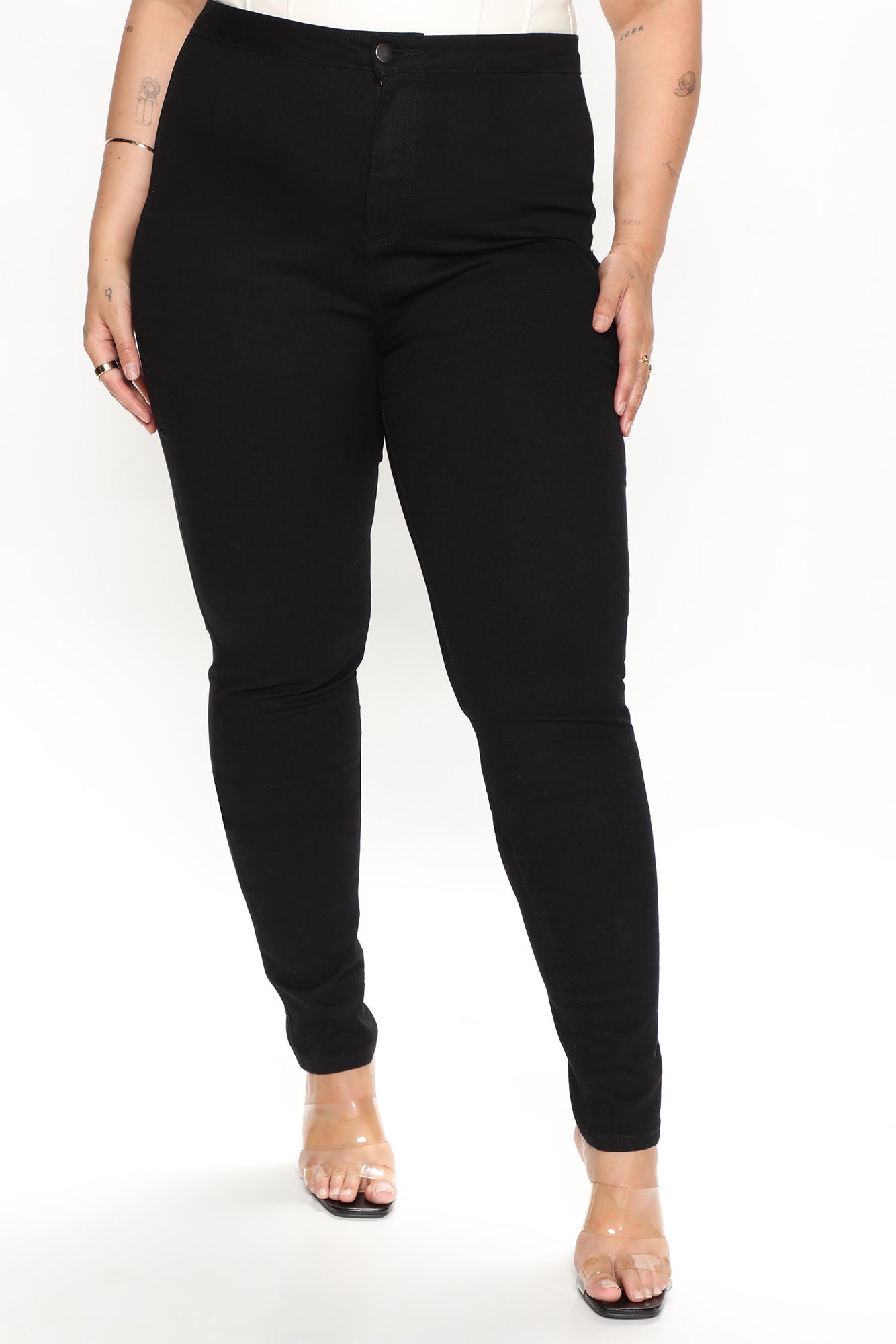 Tall Super High Waist Denim Skinnies - Black - Image 6
