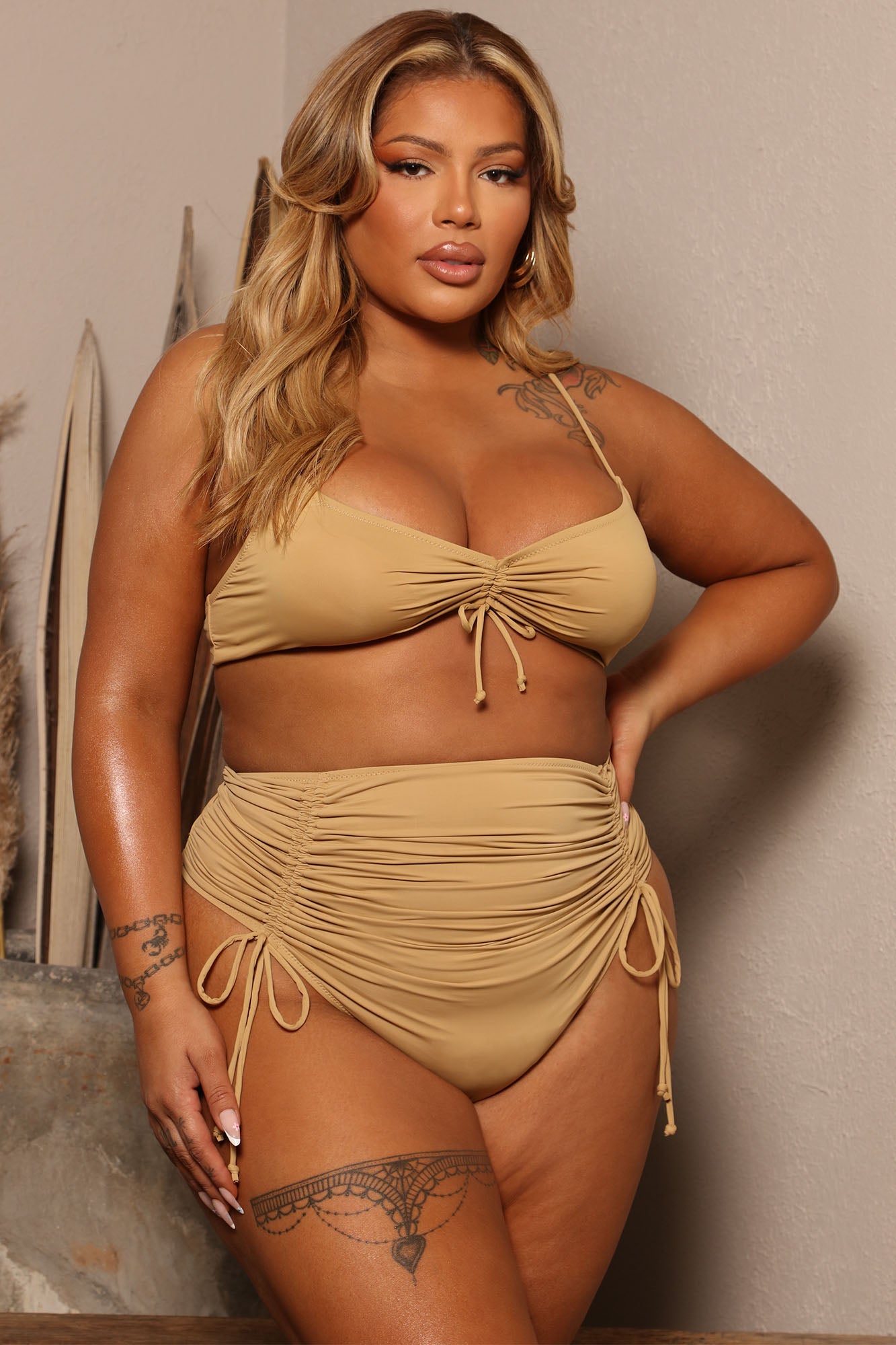Señorita Margarita Ruched 2 Piece Bikini - Tan - Image 8