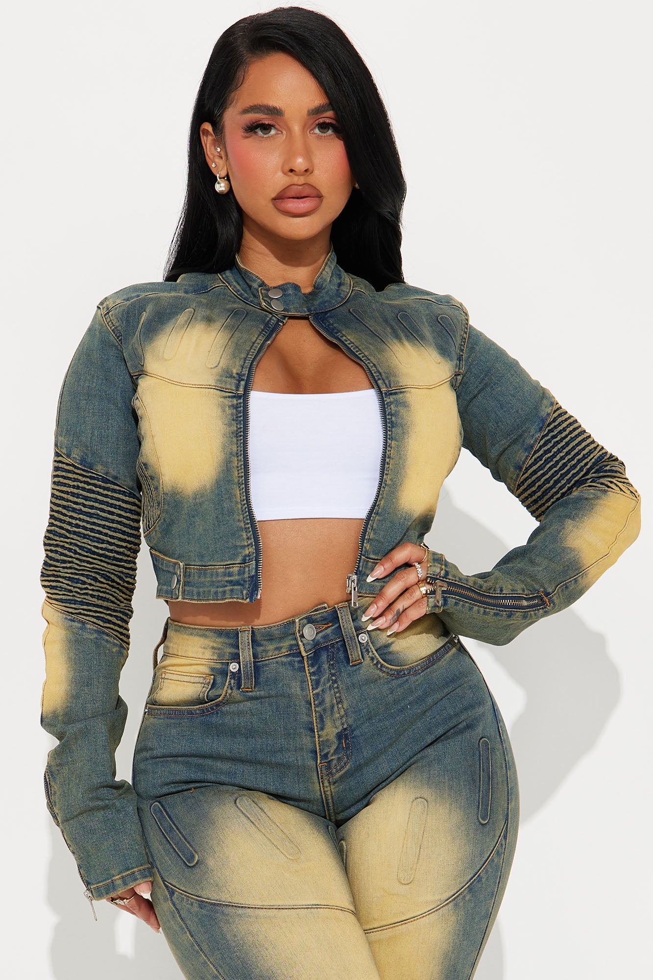 Away From Here Denim Moto Jacket - Vintage Wash - Image 3
