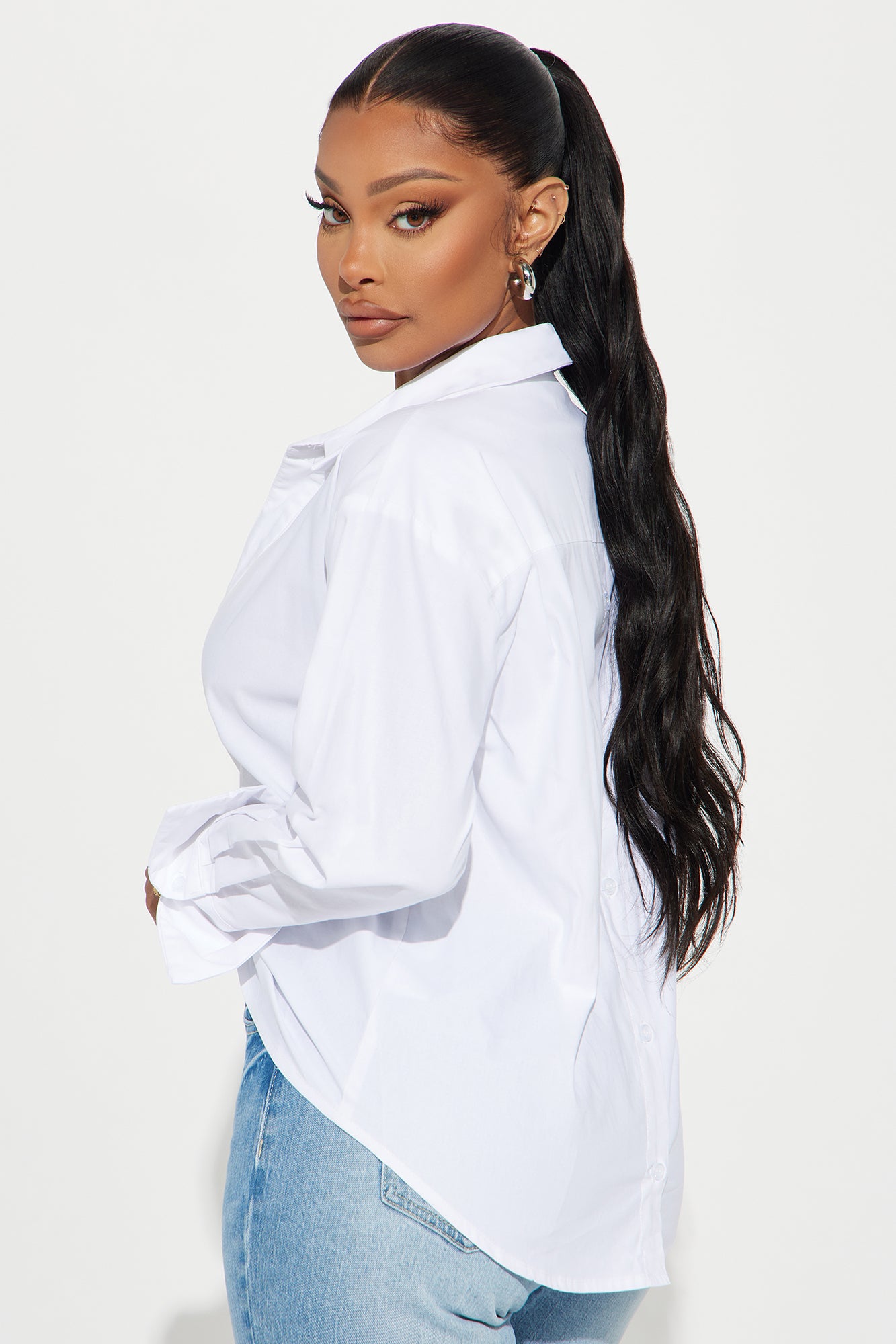 Adele Poplin Blouse Top - White - Image 3