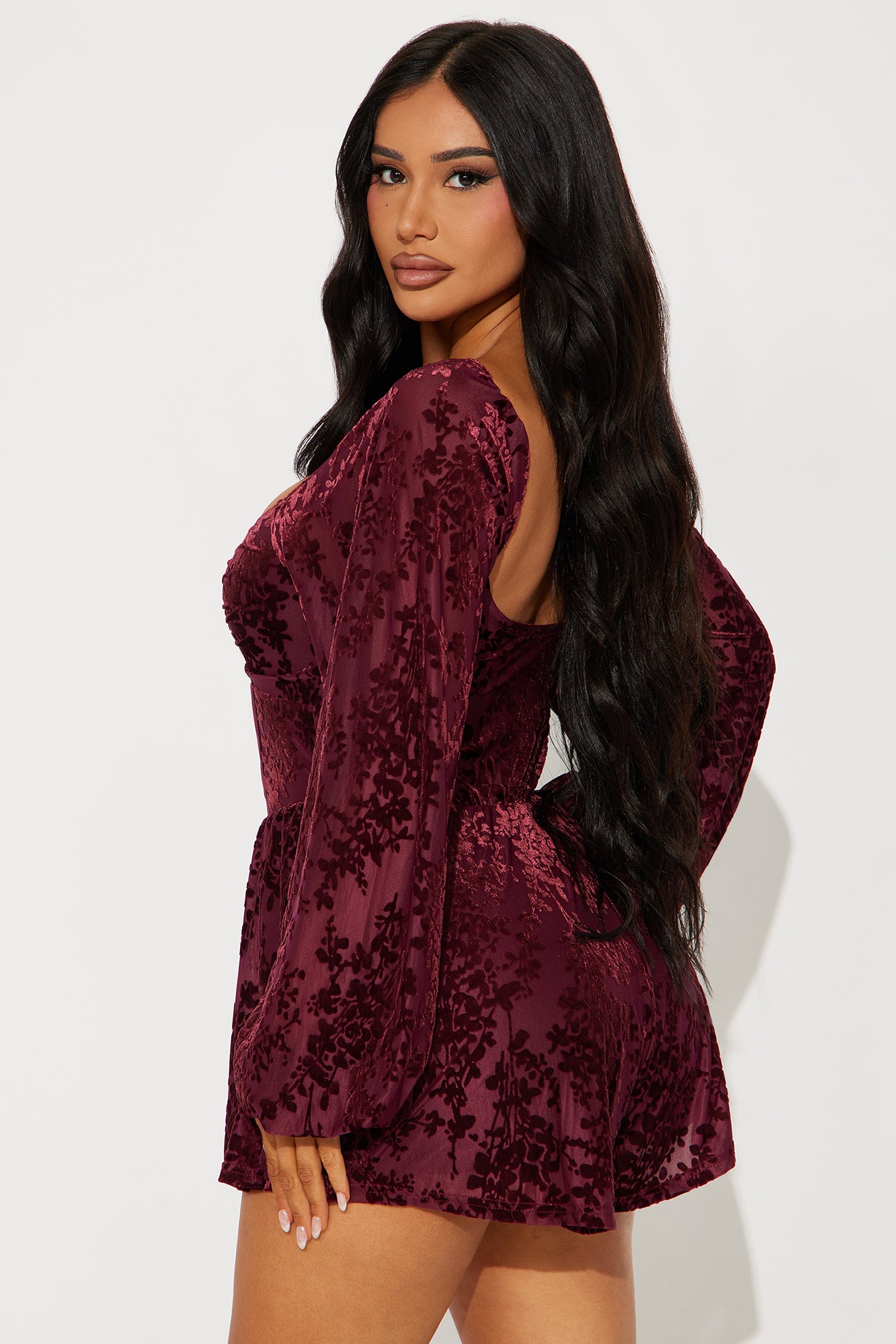 Alice Velvet Romper - Wine - Image 3
