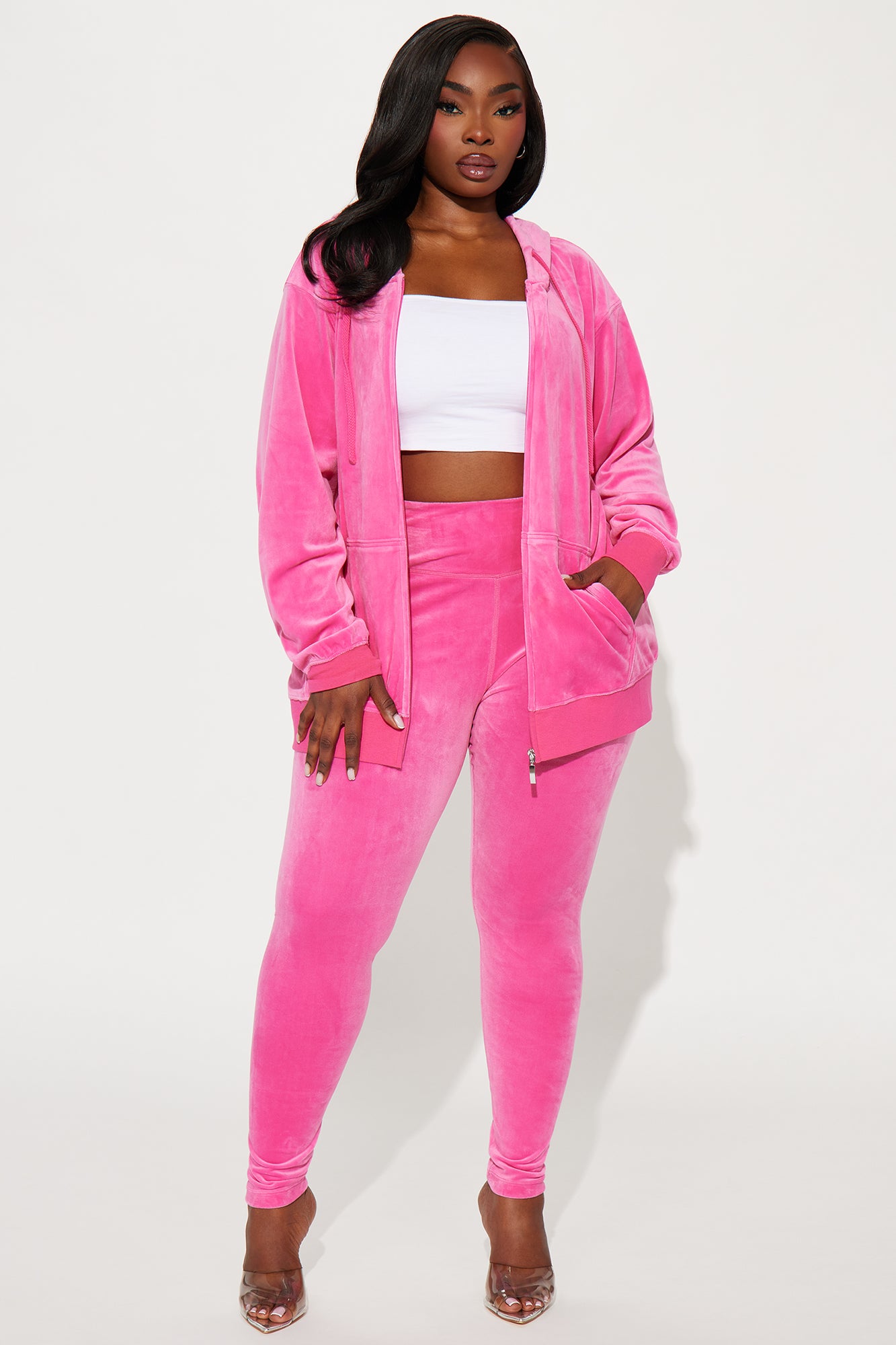 OG Friend Soft Velour Legging Set - Pink - Image 4