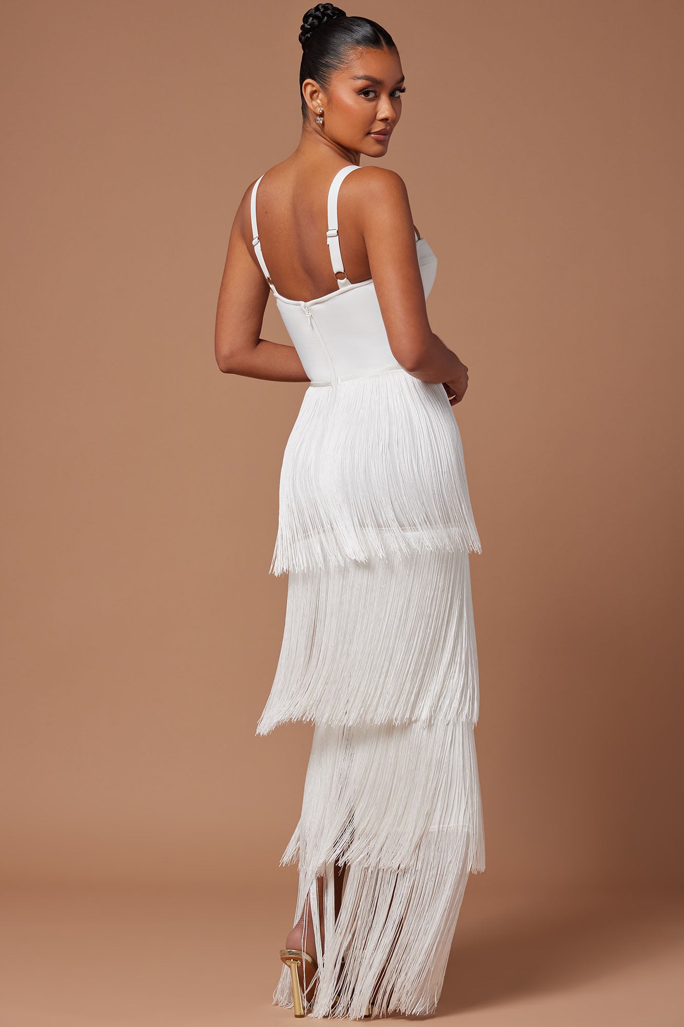 Faye Bandage Fringe Maxi Dress - White - Image 3
