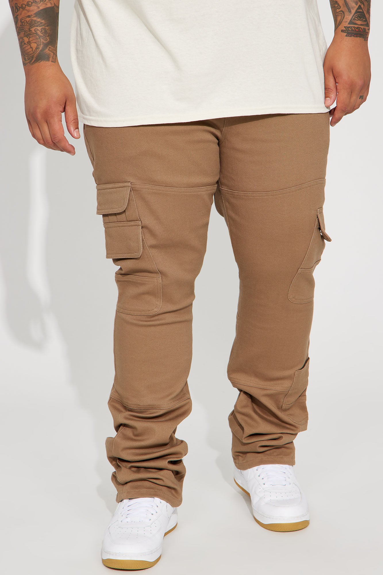 Nasty Habits Cargo Stacked Skinny Flare Pants - Taupe - Image 5