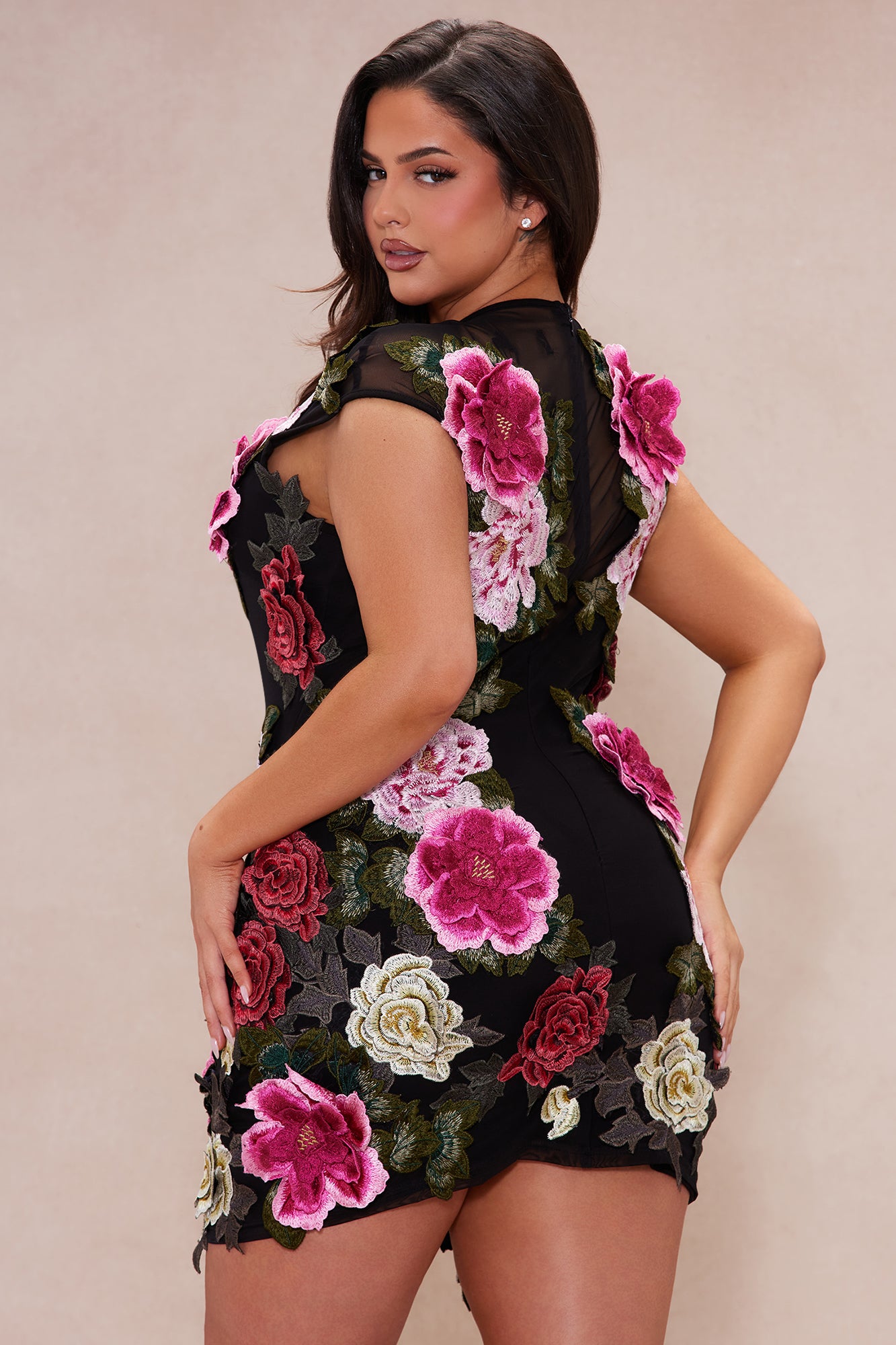 Dalia Embroidered Mesh Mini Dress - Black/combo - Image 8