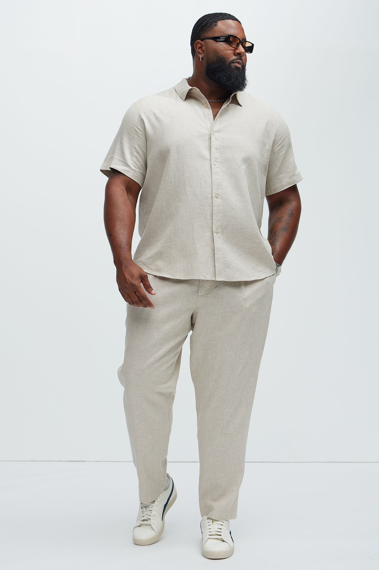 Bahamas Linen Classic Button Up Shirt - Stone - Image 6