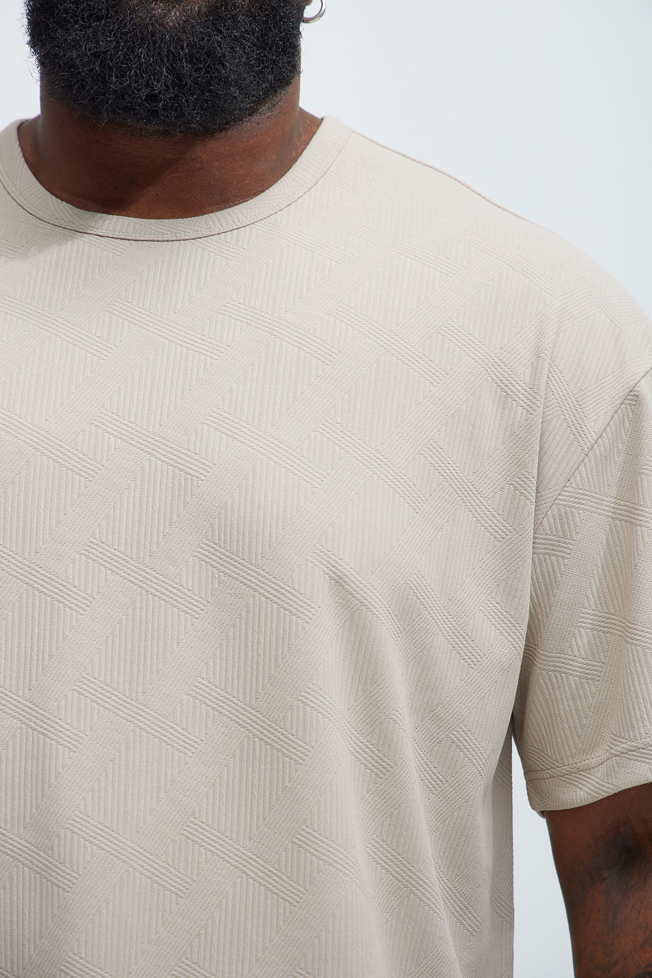 Benji Textured Relaxed Tee - Taupe - Image 7