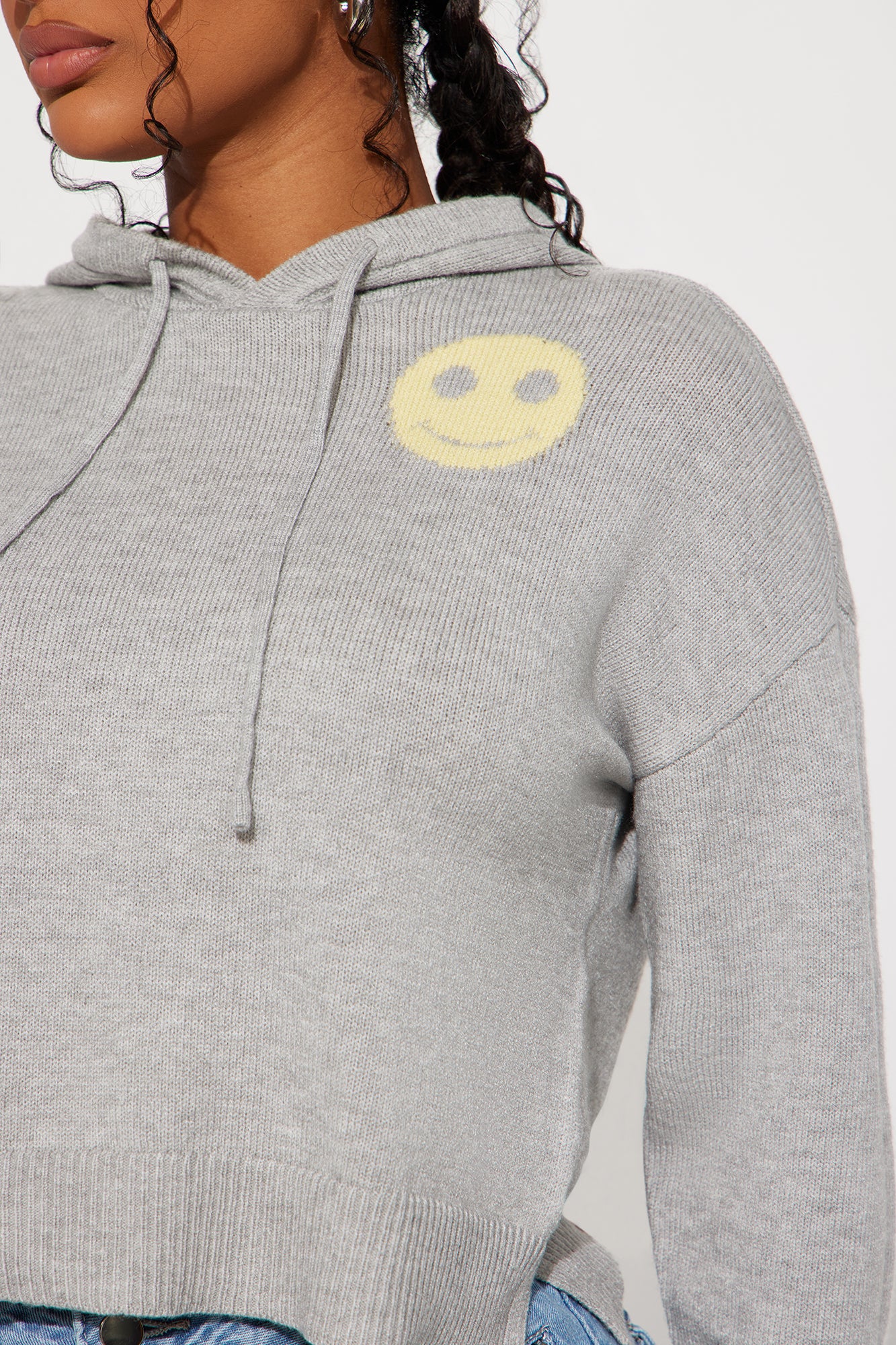 All Smiles Here Hooded Sweater - Grey/combo - Image 3
