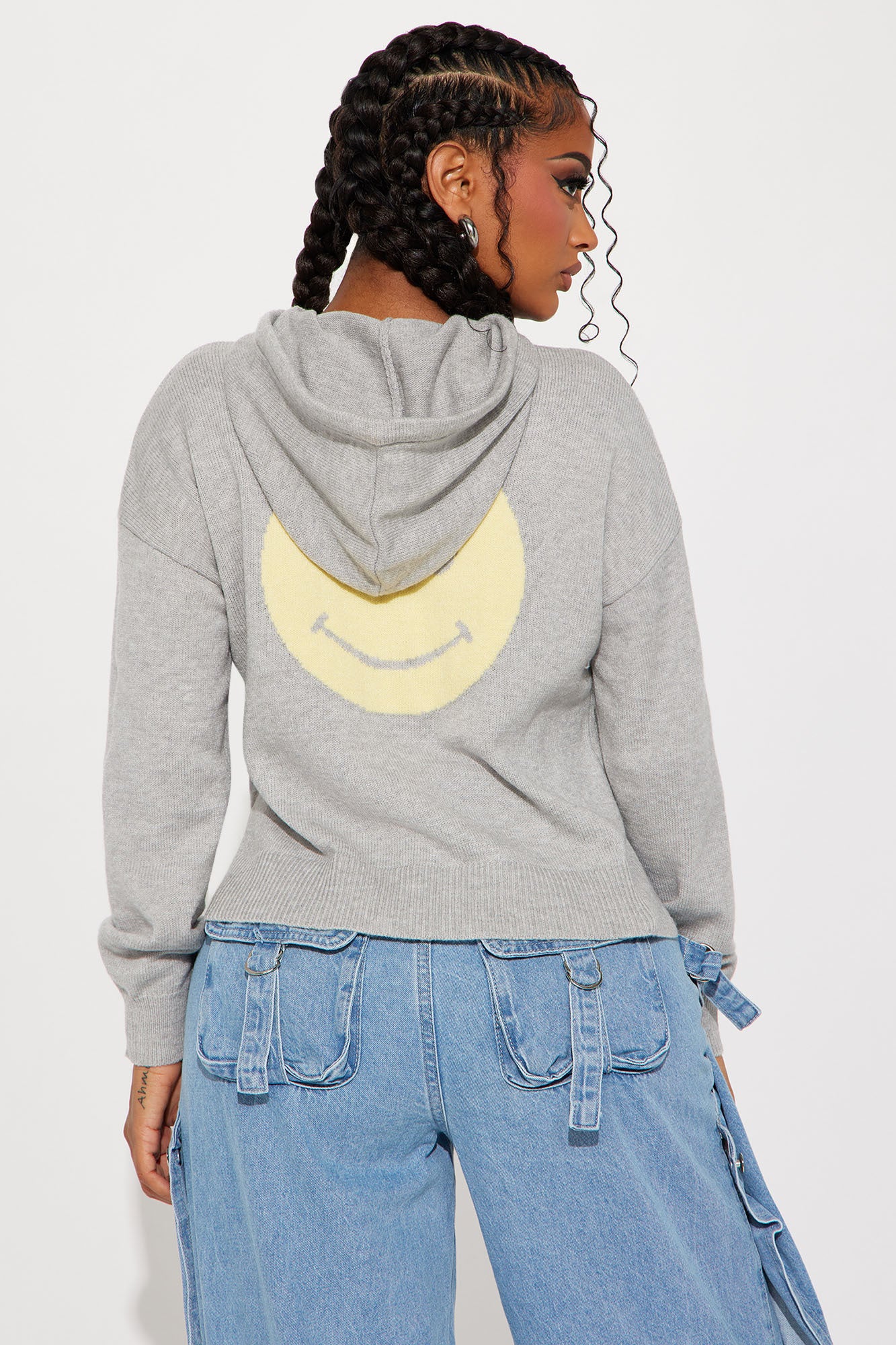 All Smiles Here Hooded Sweater - Grey/combo - Image 4