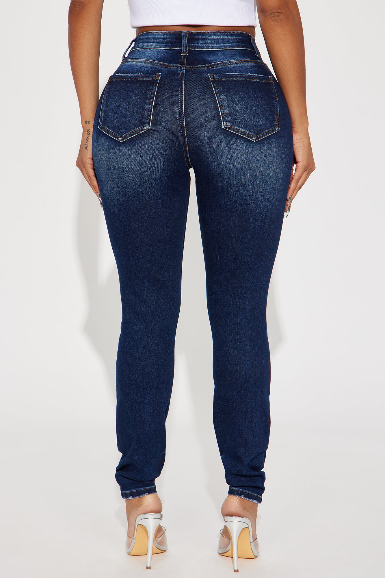 Kalisha Stretch Ripped Skinny Jeans - Dark Wash - Image 3