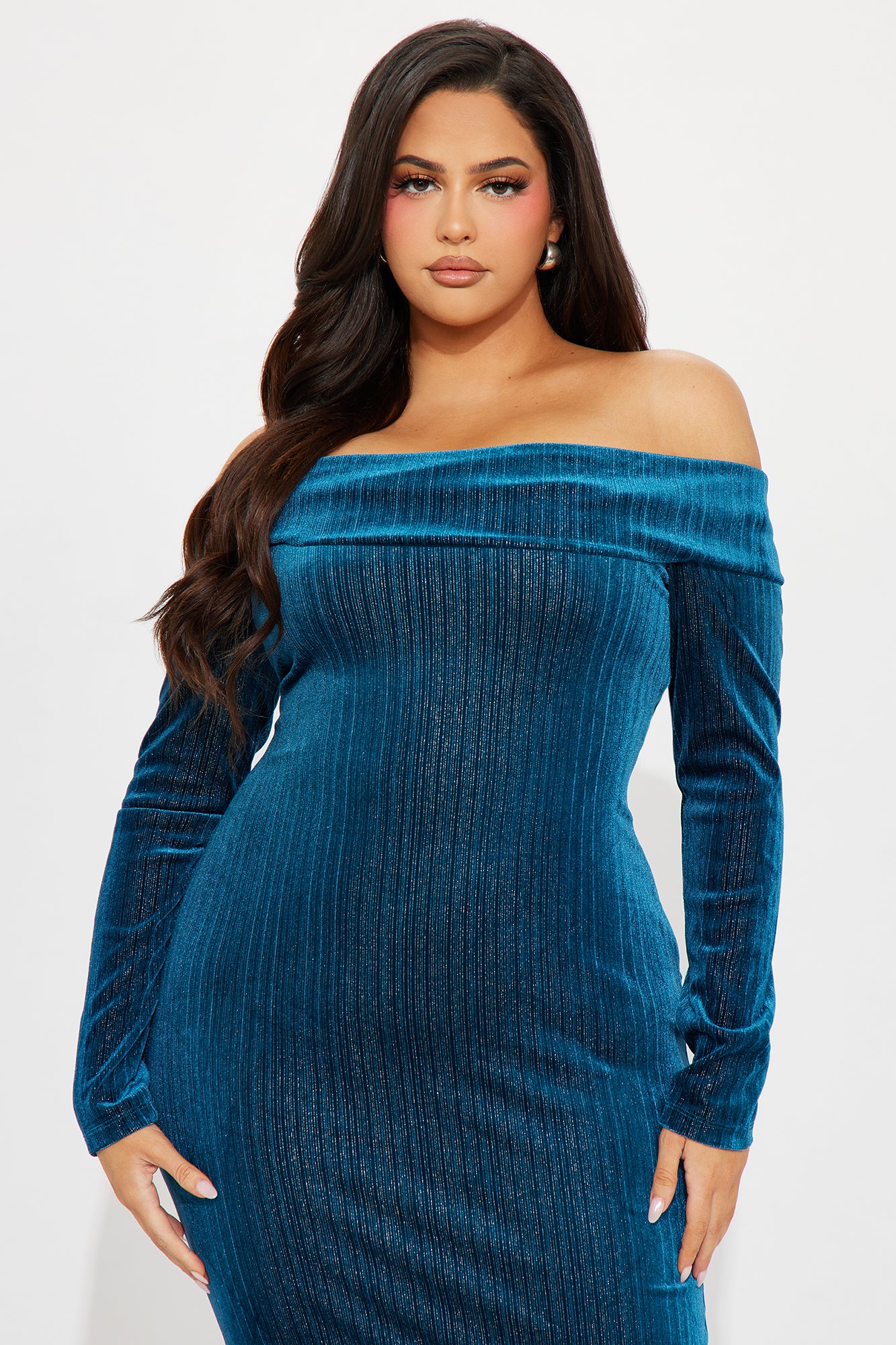 All That Shimmer Velvet Maxi Dress - Teal - Image 5