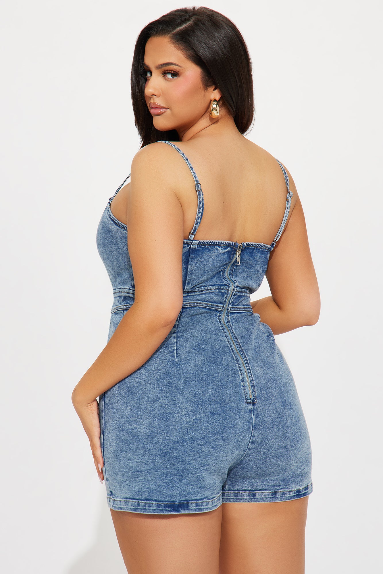 Day And Night Denim Romper - Medium Wash - Image 6