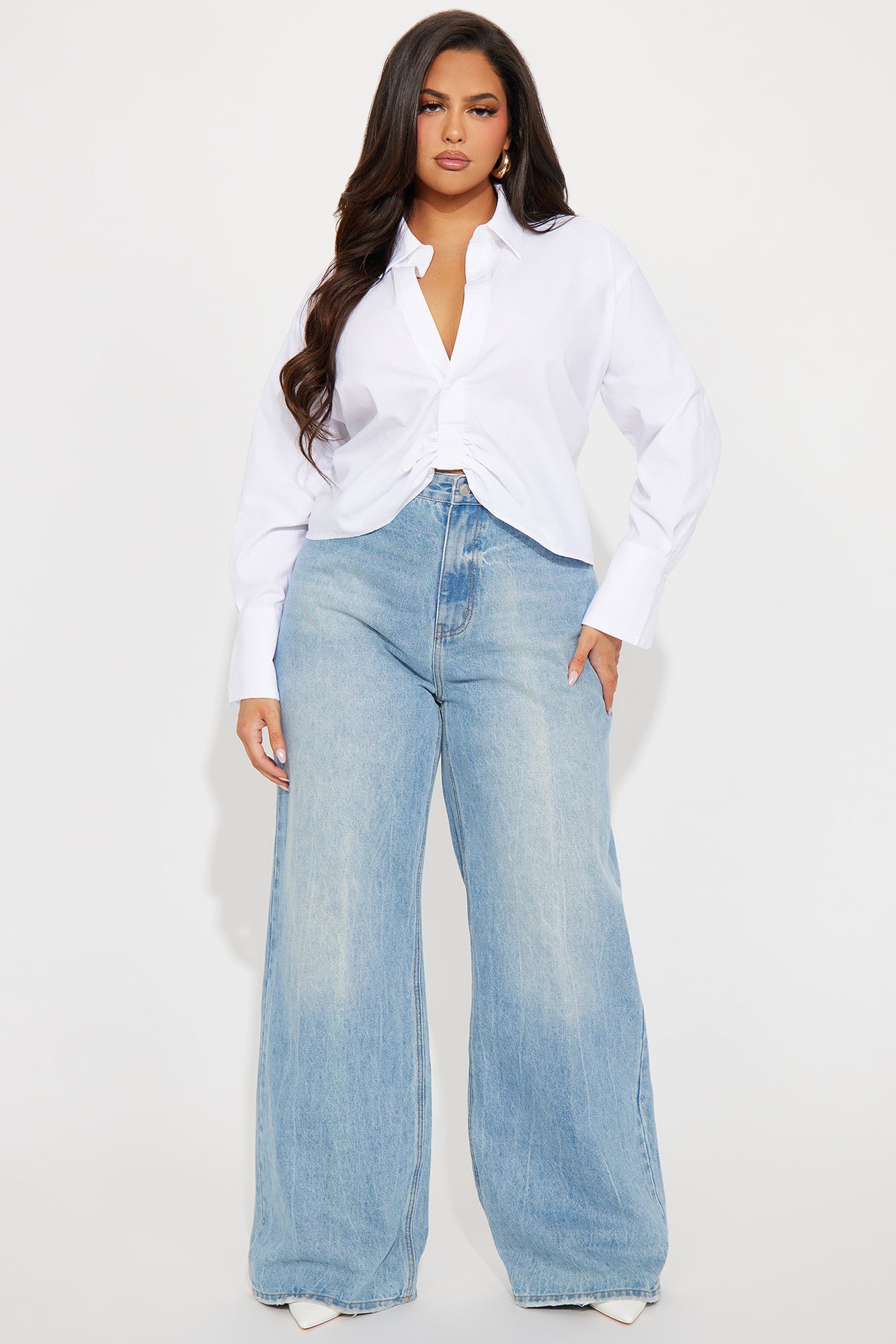 Adele Poplin Blouse Top - White - Image 4
