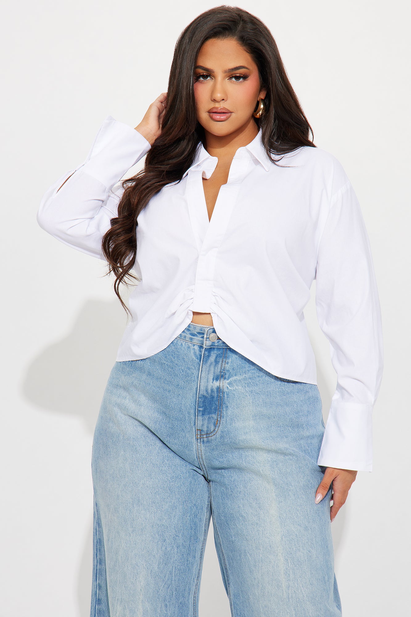 Adele Poplin Blouse Top - White - Image 5