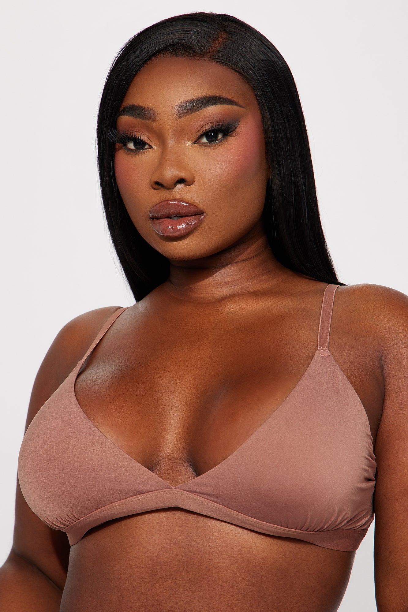 Light As A Feather Microfiber Triangle Bralette - Mocha - Image 4