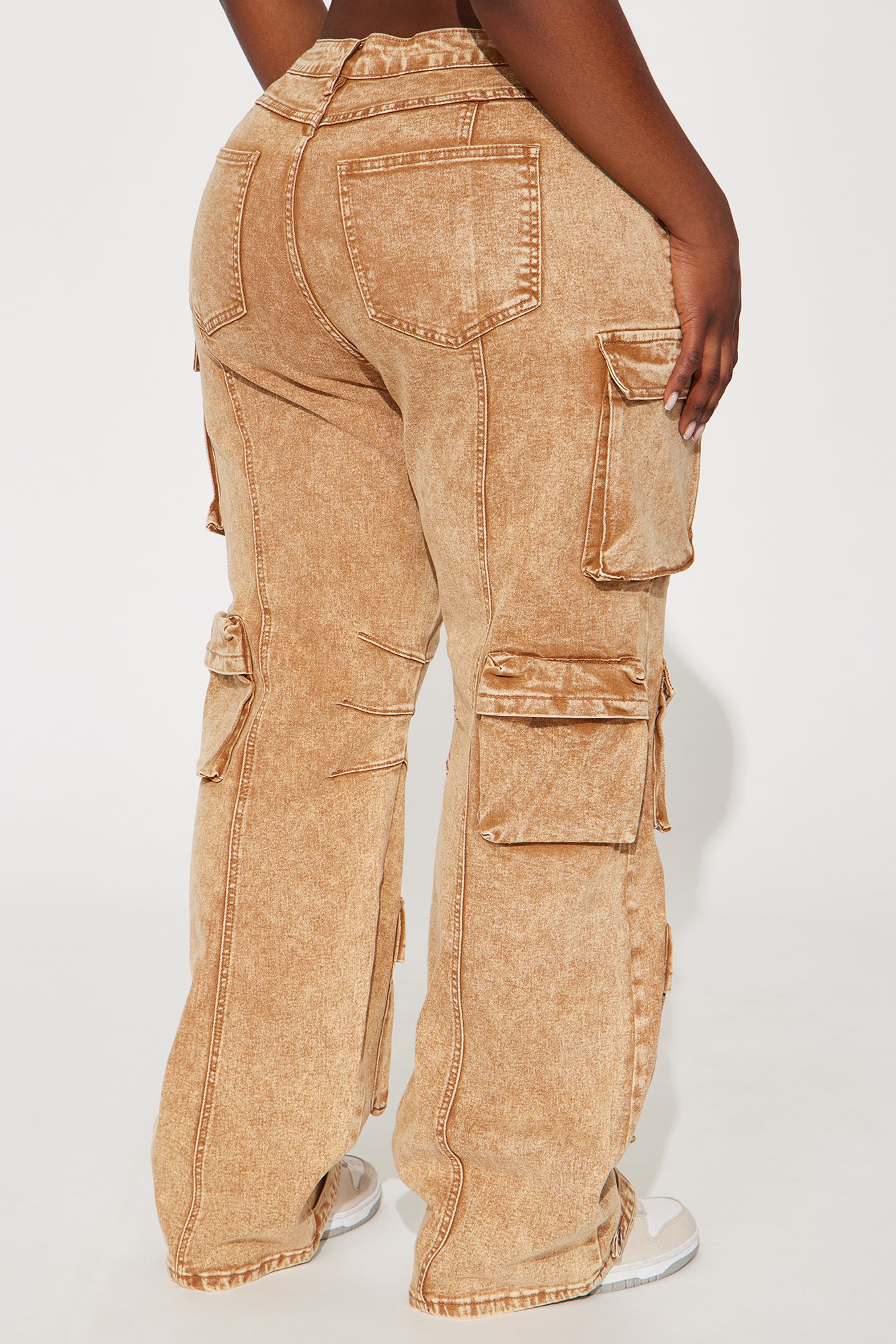 Devoted To It Stretch Cargo Straight Leg Jeans - Brown - Image 6