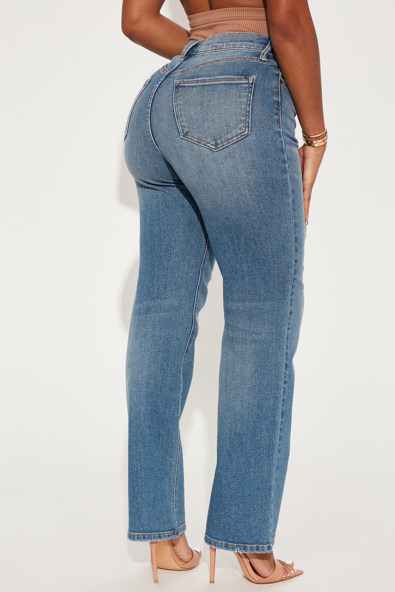 Uptown Stretch High Rise Straight Leg Jeans - Medium Blue Wash - Image 5
