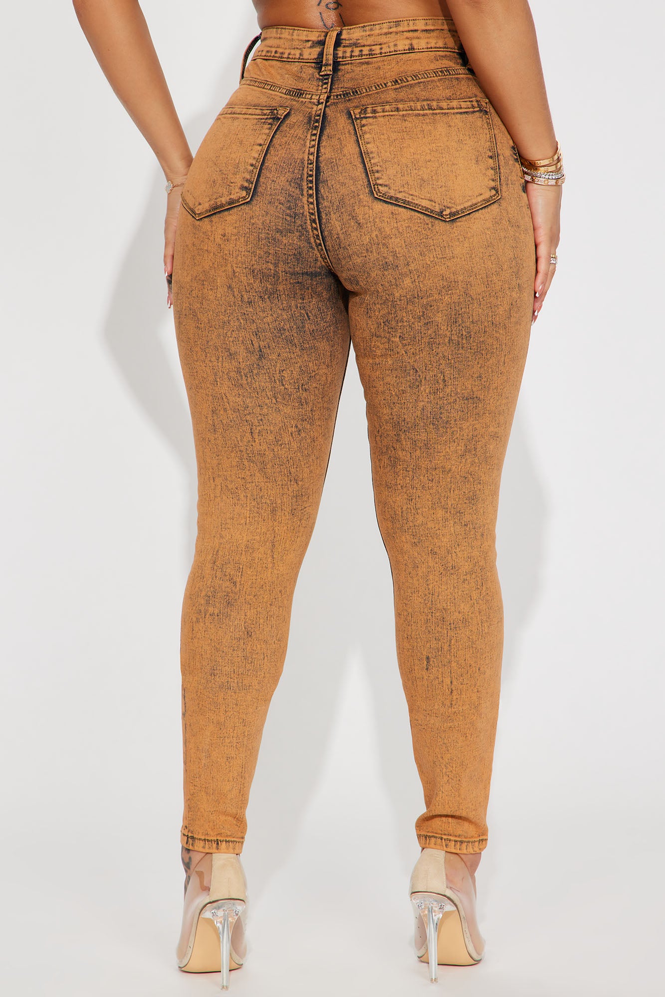 It's Giving High Stretch Curvy Skinny Jeans - Orange - Image 3