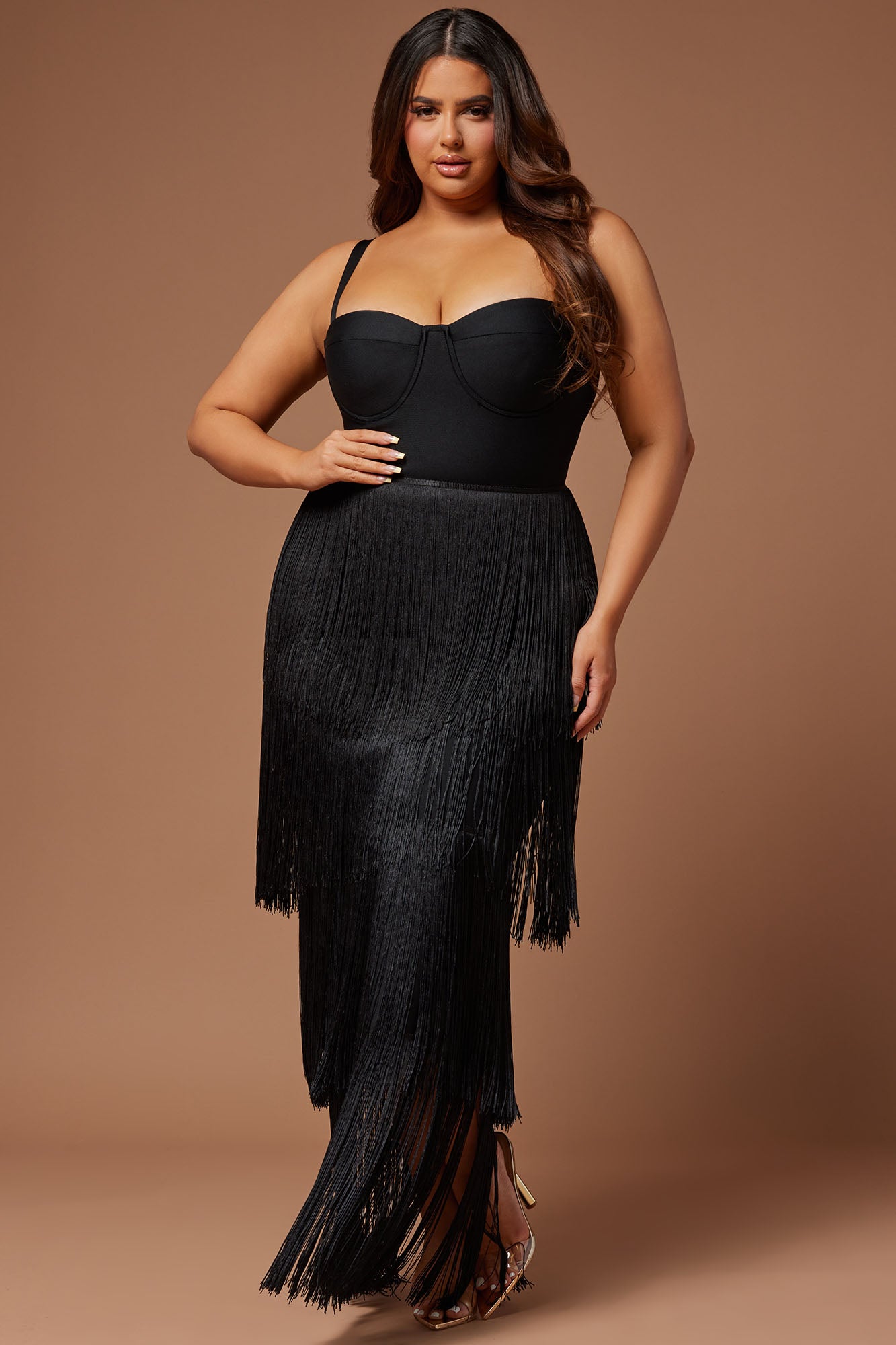 Faye Bandage Fringe Maxi Dress - Black - Image 5