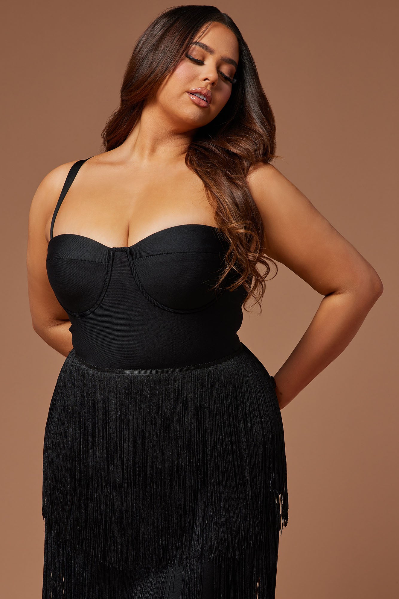 Faye Bandage Fringe Maxi Dress - Black - Image 6