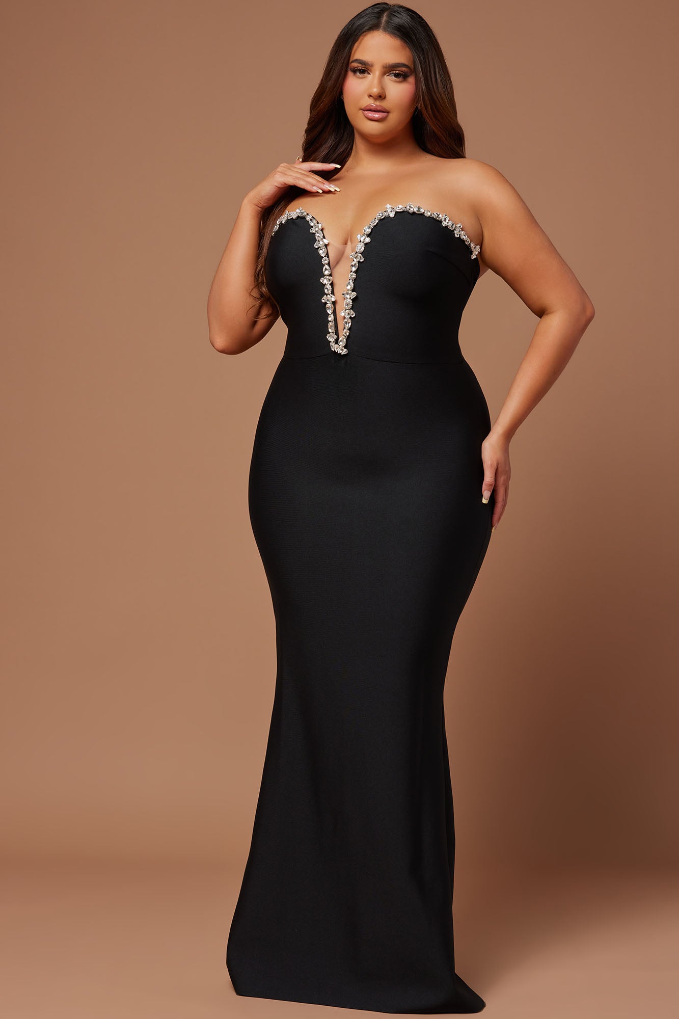 Odessa Embellished Bandage Gown - Black - Image 5