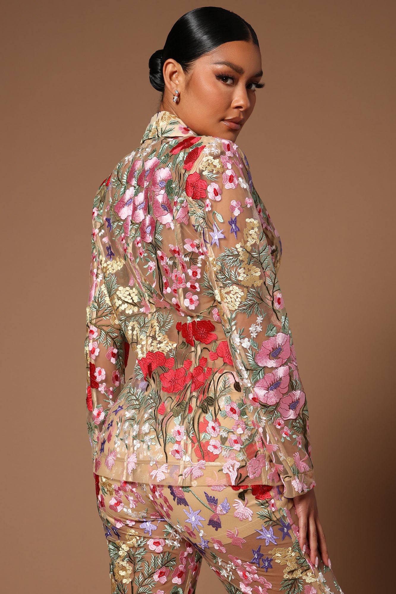 Erin Embroidered Blazer - Nude/combo - Image 4
